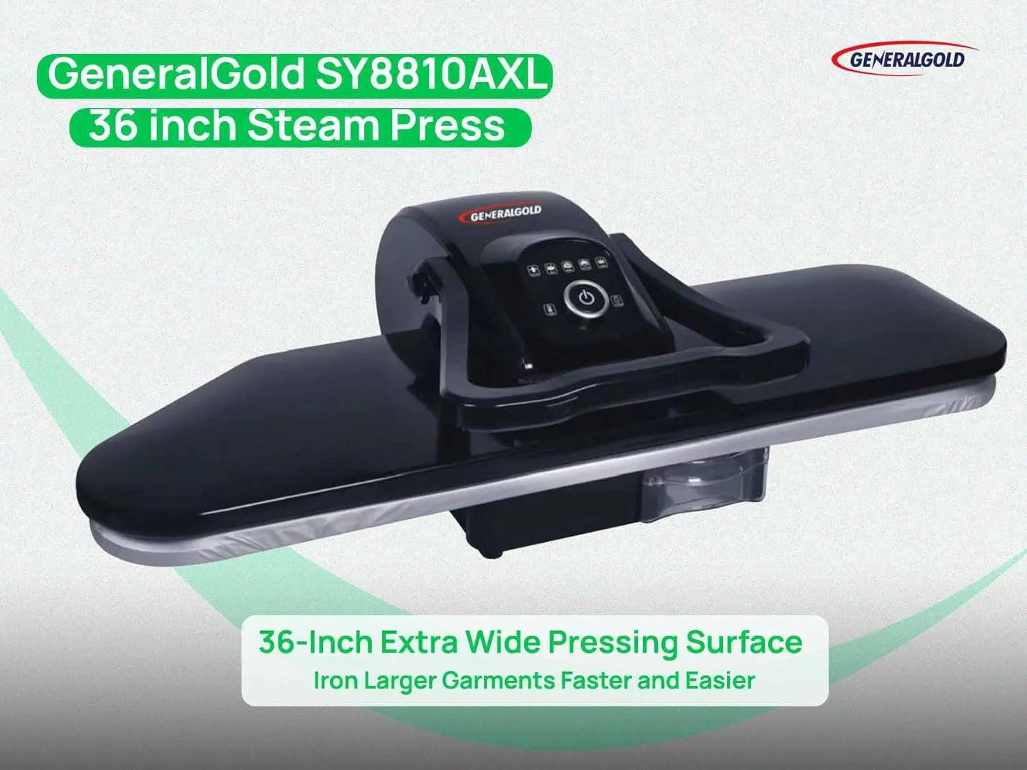 پرس اتو بخار مشکی 36 اینچی جنرال گلد، 2200 وات، نمایشگر LED، بطری اسپری و دستگیره قفل شونده (مشکی، 36 اینچ) پرس اتو بخار مشکی 36 اینچی جنرال گلد، 2200 وات، نمایشگر LED، بطری اسپری و دستگیره قفل شونده (مشکی، 36 اینچ)