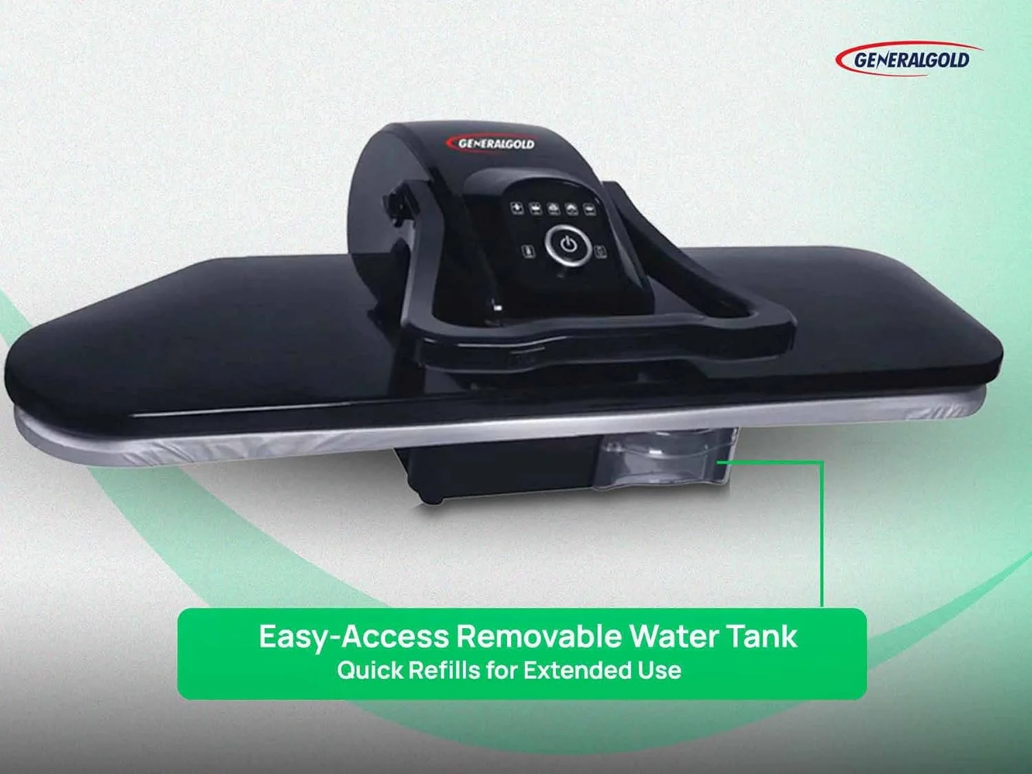 پرس اتو بخار مشکی 36 اینچی جنرال گلد، 2200 وات، نمایشگر LED، بطری اسپری و دستگیره قفل شونده (مشکی، 36 اینچ) پرس اتو بخار مشکی 36 اینچی جنرال گلد، 2200 وات، نمایشگر LED، بطری اسپری و دستگیره قفل شونده (مشکی، 36 اینچ)