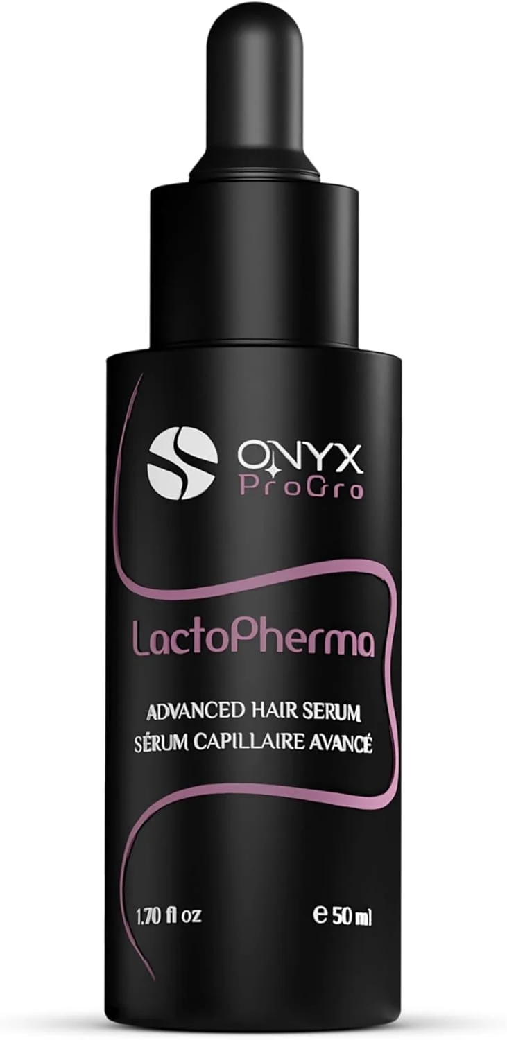 سرم رشد مو ONYX ProGro LactoPherma برای زنان و مردان - فرمول بدون روغن با 12 ماده فعال - تقویت کننده رشد مجدد، ضخیم کننده مو، کاهش ریزش و نازک شدن مو، تحریک گردش خون پوست سر