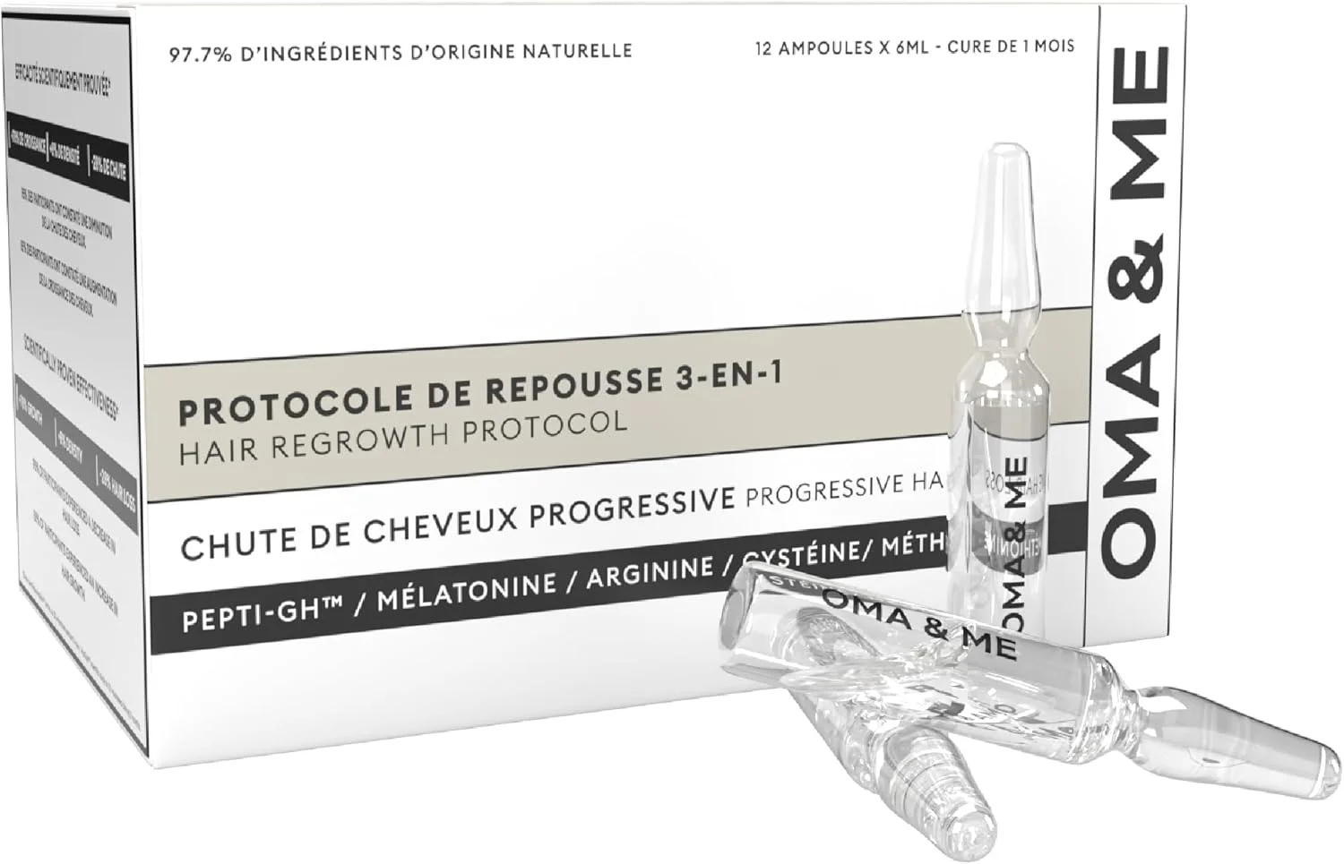 سرم 3 در 1 OMA & ME برای جلوگیری از ریزش مو و کمک به رشد مو - کمک به رشد و کاهش ریزش مو - 12 ویال 6 میلی لیتری (دوره درمان 1 ماهه)