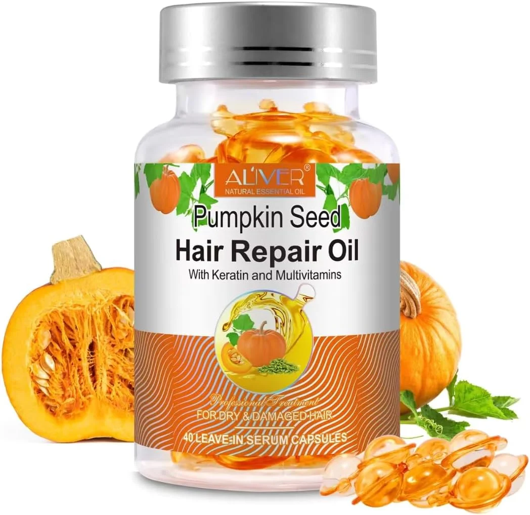 روغن دانه کدو تنبل نیکیتای ویوی 40 عددی برای رشد مو، روغن ترمیم موی دانه کدو تنبل ارگانیک، افزایش درخشندگی، تغذیه و ترمیم موهای خشک و آسیب دیده با کراتین، آرگان و روغن آووکادو، سرم درمان مو