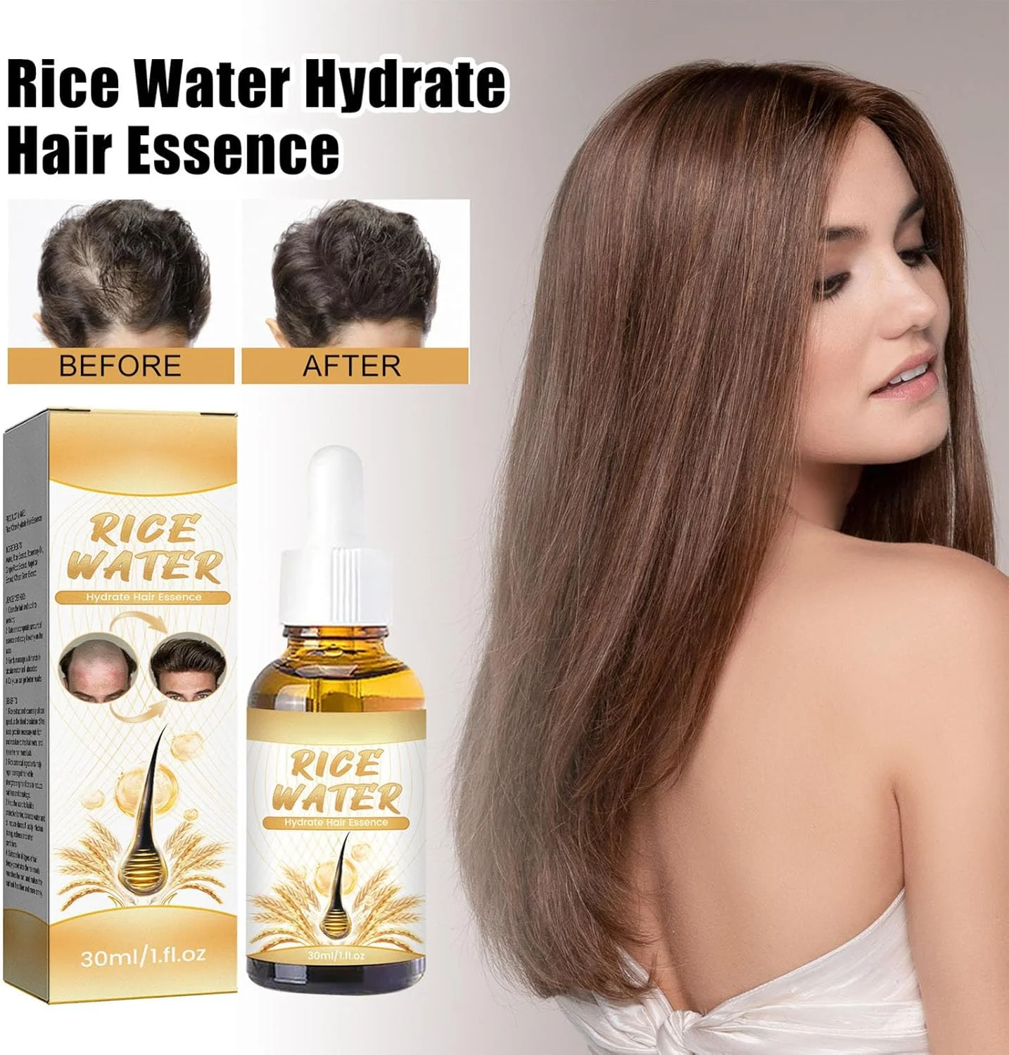 محلول رشد مو 30 میلی لیتری، 4 عددی، کاهش موخوره، تغذیه فولیکول ها برای موهای ضخیم تر، مرطوب کننده و آبرسان، رشد مجدد مو