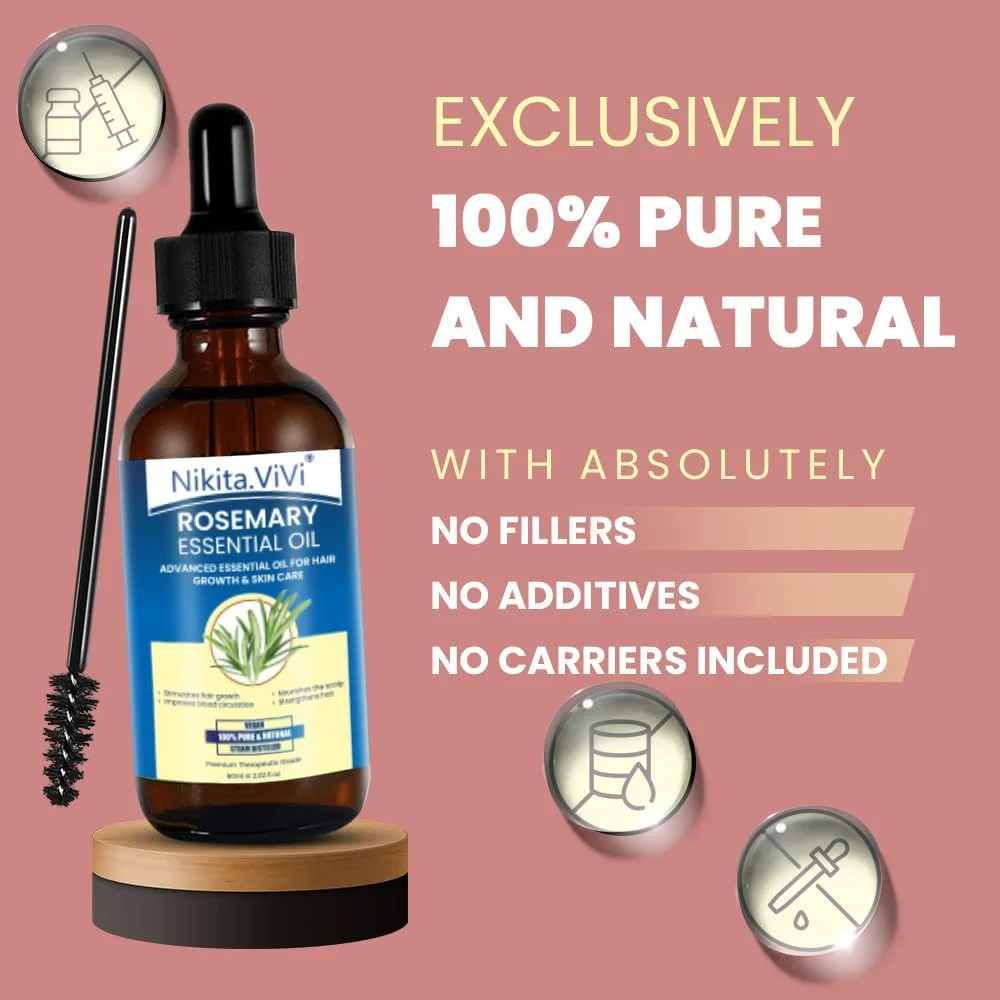 روغن رزماری نیکیتا ویوی برای رشد مو 60 میلی لیتر، 100% خالص طبیعی و ارگانیک، تقویت کننده و ترمیم کننده موهای خشک و آسیب دیده، سرم درمان پوست سر برای زنان و مردان روغن رزماری نیکیتا ویوی برای رشد مو 60 میلی لیتر، 100% خالص طبیعی و ارگانیک، تقویت کننده و ترمیم کننده موهای خشک و آسیب دیده، سرم درمان پوست سر برای زنان و مردان