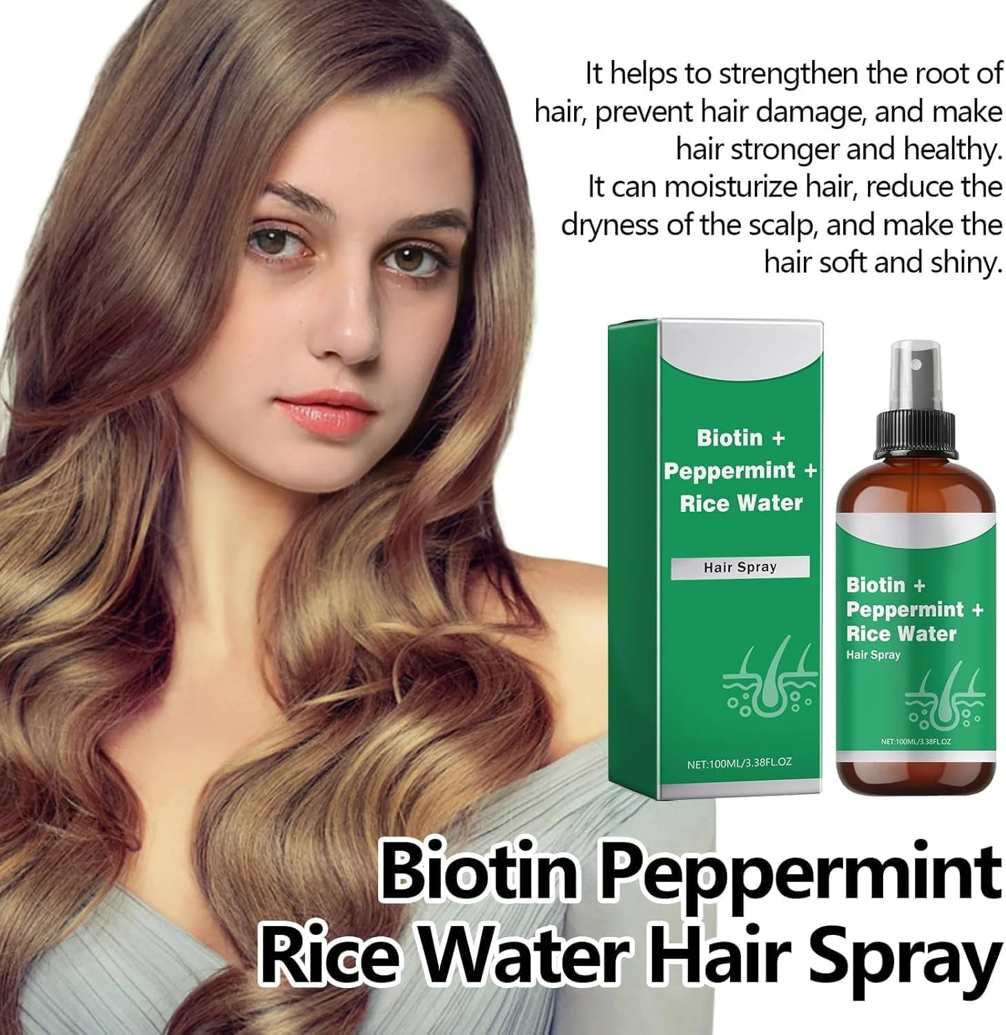 اسپری آب برنج برای رشد مو حاوی بیوتین و نعناع فلفلی، تقویت کننده و نرم کننده مو، سرم غیر چرب 100 میلی لیتری، محرک موهای ضخیم تر و بلندتر برای آقایان و بانوان اسپری آب برنج برای رشد مو حاوی بیوتین و نعناع فلفلی، تقویت کننده و نرم کننده مو، سرم غیر چرب 100 میلی لیتری، محرک موهای ضخیم تر و بلندتر برای آقایان و بانوان