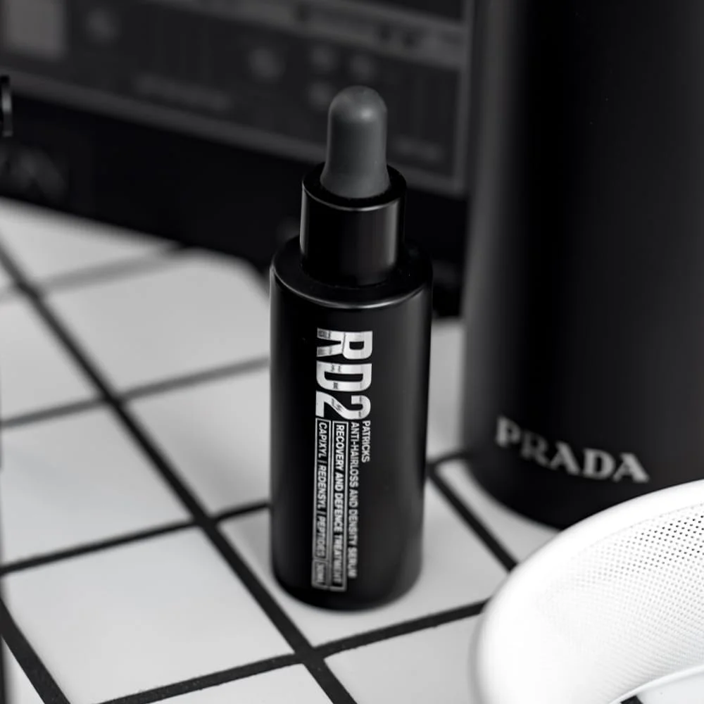 سرم ضد ریزش مو مردانه PATRICKS | RD2 | مسدود کننده DHT | روغن رشد مو برای موهای ضخیم تر و مراقبت از پوست سر | محرک رشد مجدد | برای ریزش مو خفیف تا پیشرفته | 30 میلی لیتر