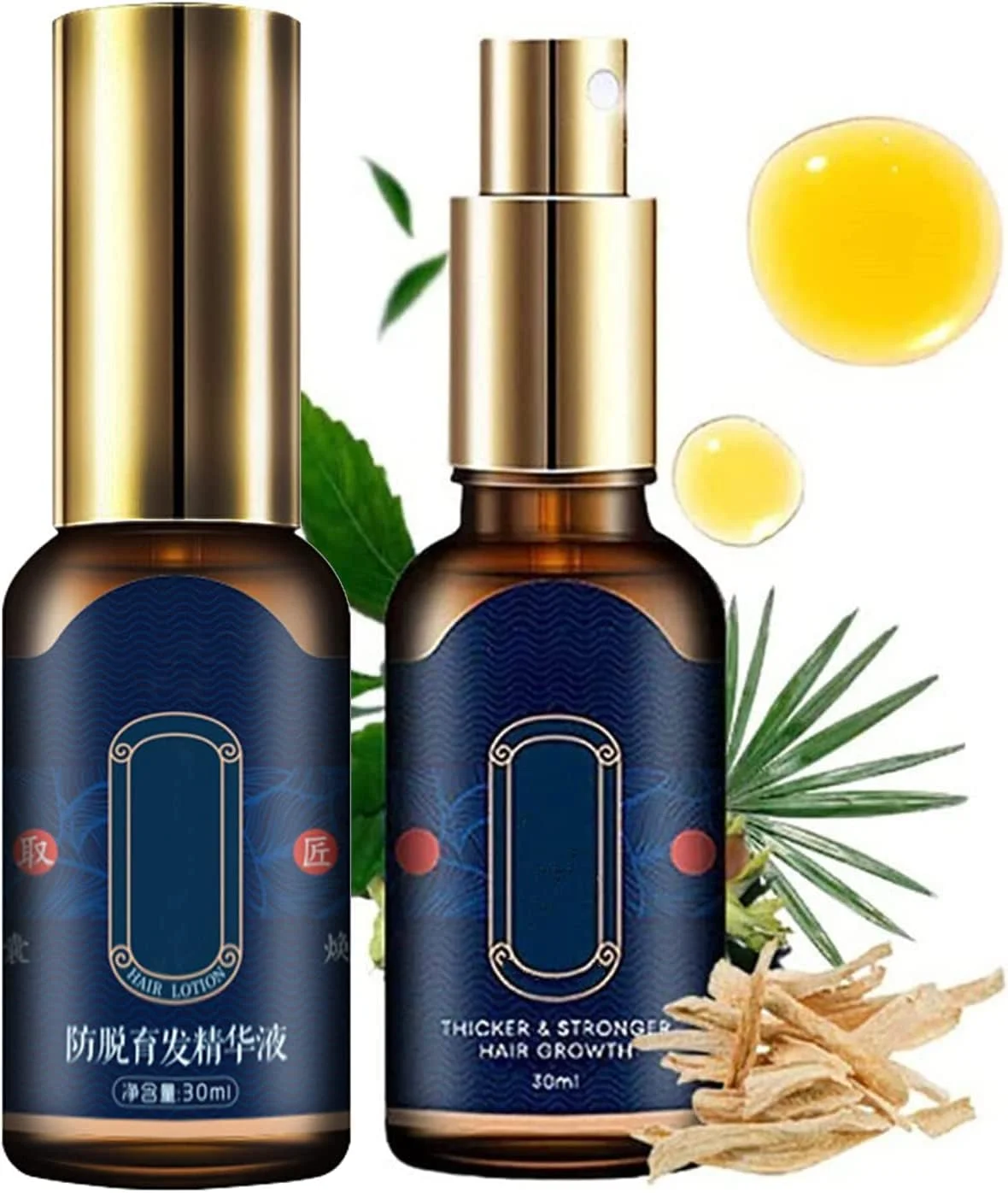 اسپری تقویت کننده مو ZOKU-HGP، سرم زنجبیل برای رشد مو، افزایش تراکم مو، جلوگیری از ریزش مو برای زنان و مردان (2 عدد)