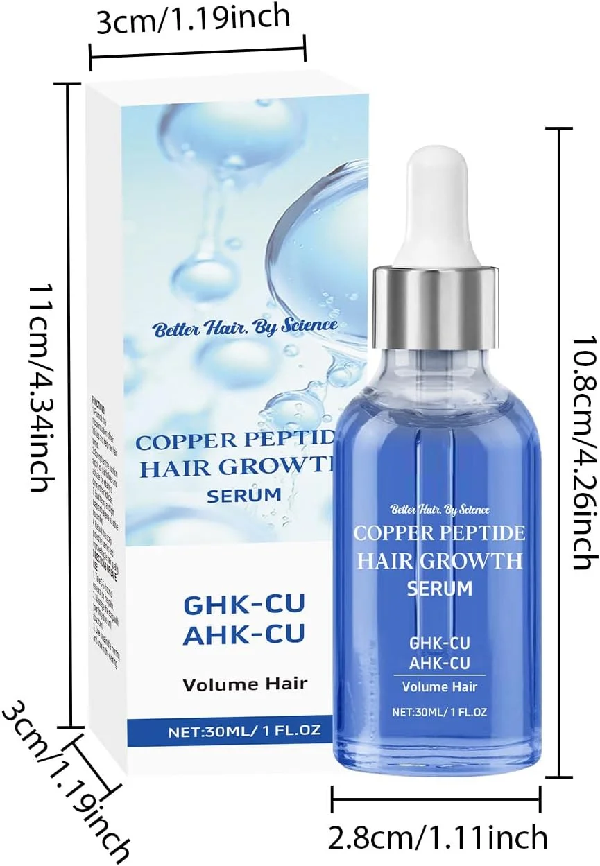 سرم مراقبت از مو پپتید مس Zyngkp، سرم رشد مو پپتید مس برای زنان و مردان - ضد ریزش مو، تغذیه کننده پوست سر، ترمیم موهای خشک و آسیب دیده - 30 میلی لیتر