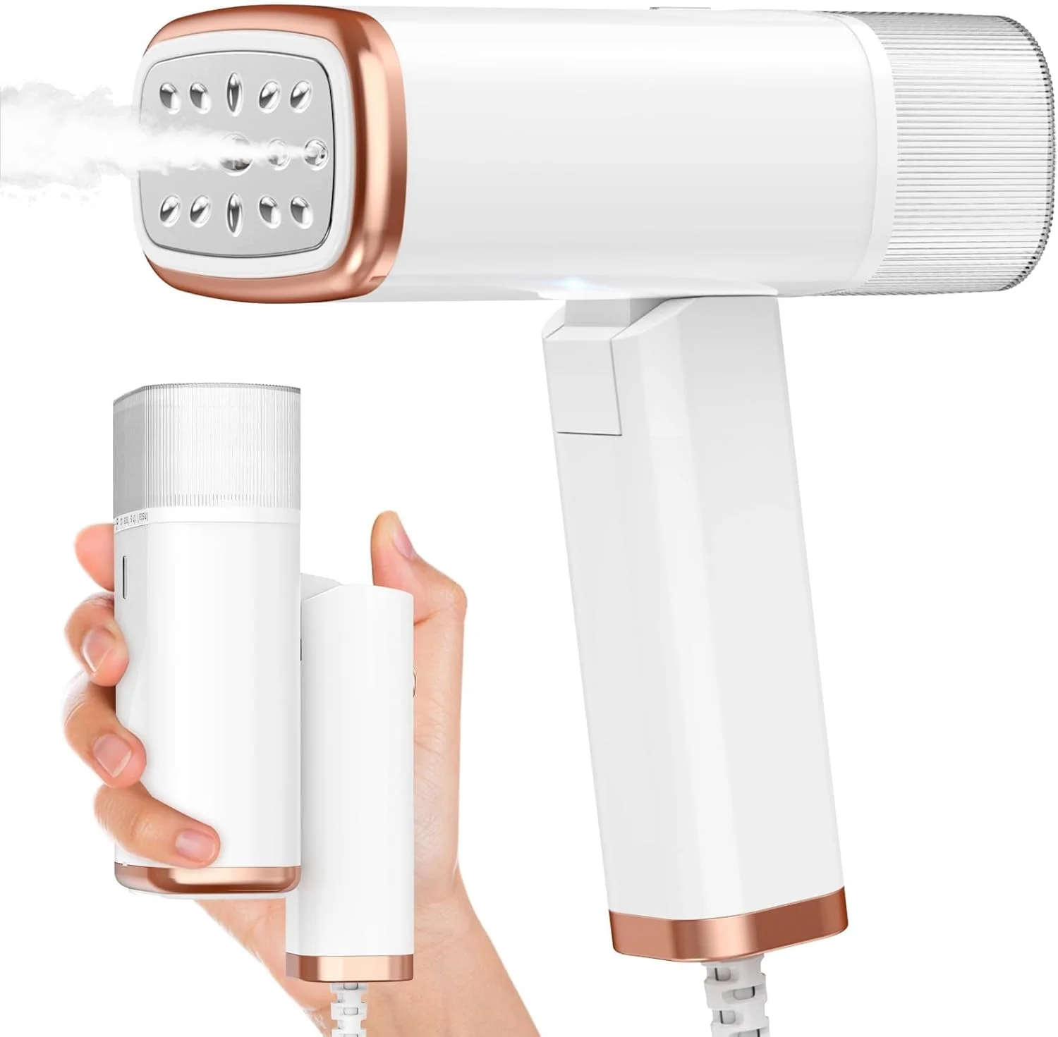 بخارگر لباس KASTWAVE تاشو و دستی، از بین برنده چروک لباس، گرم شدن سریع در 20 ثانیه، از بین برنده چروک پارچه قابل حمل 120 میلی لیتری به همراه برس و فنجان اندازه گیری برای مسافرت، خانه و محل کار