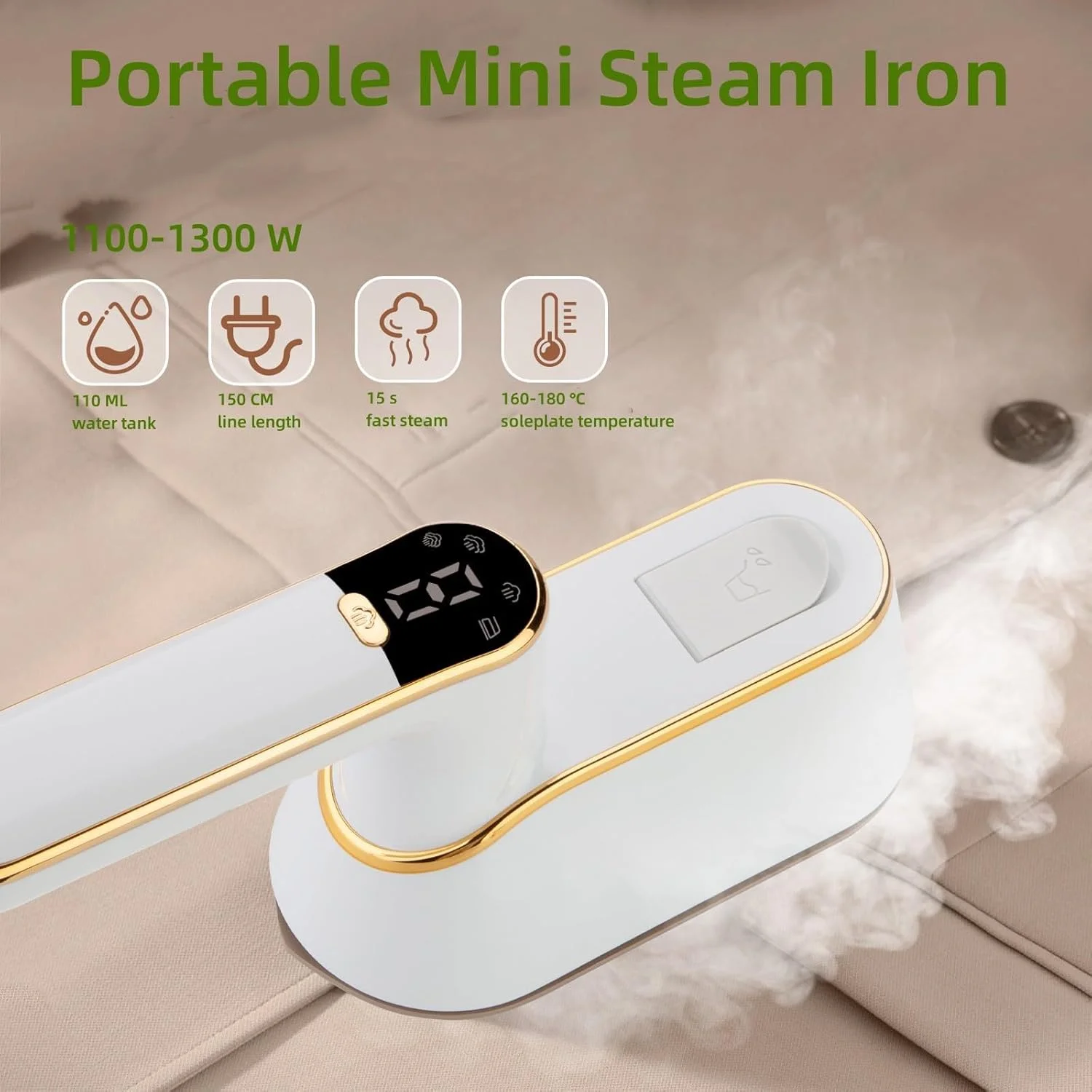 بخارگر لباس KASTWAVE، بخارگر و اتو بخار قابل حمل 2 در 1، بخارگر دستی جمع و جور با صفحه نمایش LCD، گرم شدن سریع 15 ثانیه ای، بخارگر ضروری برای لباس های مسافرتی، خوابگاه دانشجویی و منزل