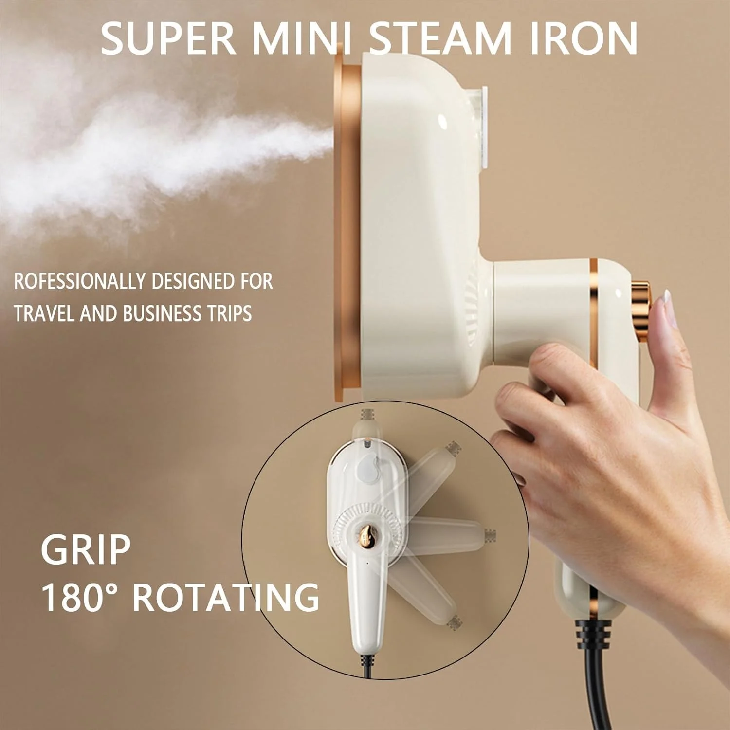 بخارگر لباس KASTWAVE، بخارگر دوگانه خشک و مرطوب لباس، اتو بخار مسافرتی قابل حمل، گرم شدن سریع، سبک و قابل حمل، ایده آل برای استفاده در خانه و مسافرت (بژ)