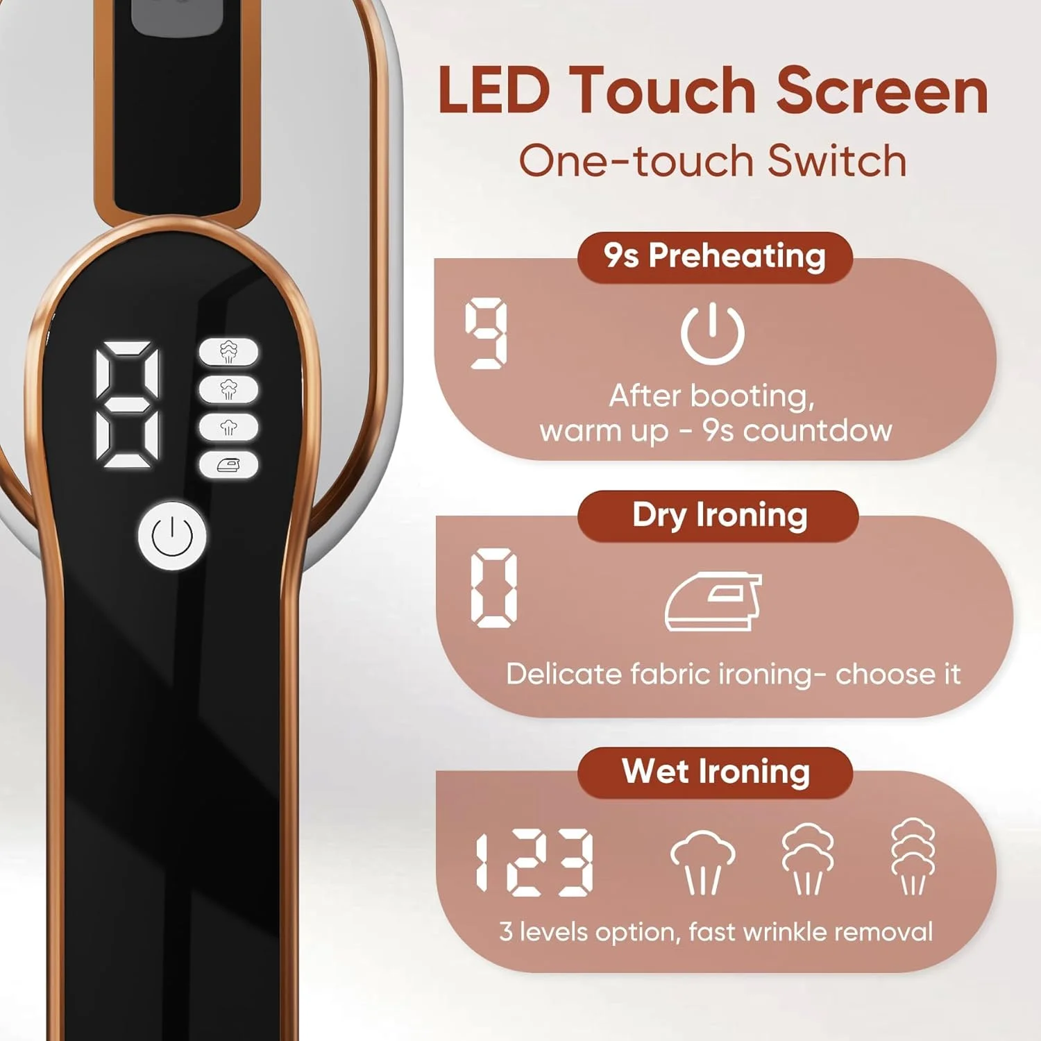 بخارگر لباس مسافرتی KASTWAVE، اتو بخار دستی تاشو و قابل حمل، دارای نمایشگر LED و 4 سطح بخار، اتو دستی کوچک، از بین برنده آسان چروک لباس، مناسب برای منزل و مسافرت (سفید)