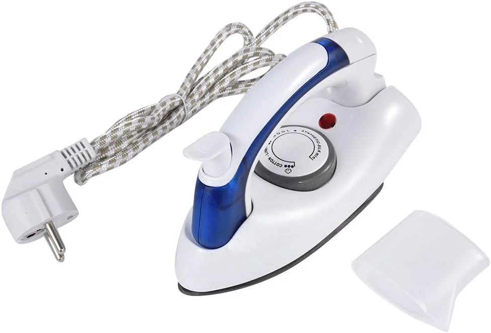 اتو مسافرتی، 700 وات مینی قابل حمل با دسته تاشو، بخار دستی نچسب با کنترل دمای قابل تنظیم، دارای فیوز و ترموستات، بخارگر مسافرتی کوچک و جمع و جور (دوشاخه EU)