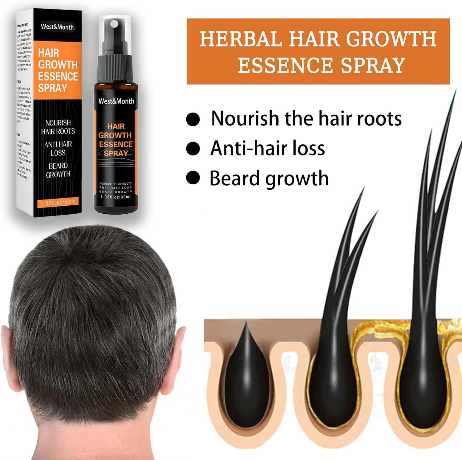 اسپری رشد مجدد مو - اسپری گیاهی معکوس کننده و تیره کننده موهای خاکستری، سرم رشد مو برای حجم بیشتر، درمان ضد ریزش مو برای مردان و زنان اسپری رشد مجدد مو - اسپری گیاهی معکوس کننده و تیره کننده موهای خاکستری، سرم رشد مو برای حجم بیشتر، درمان ضد ریزش مو برای مردان و زنان