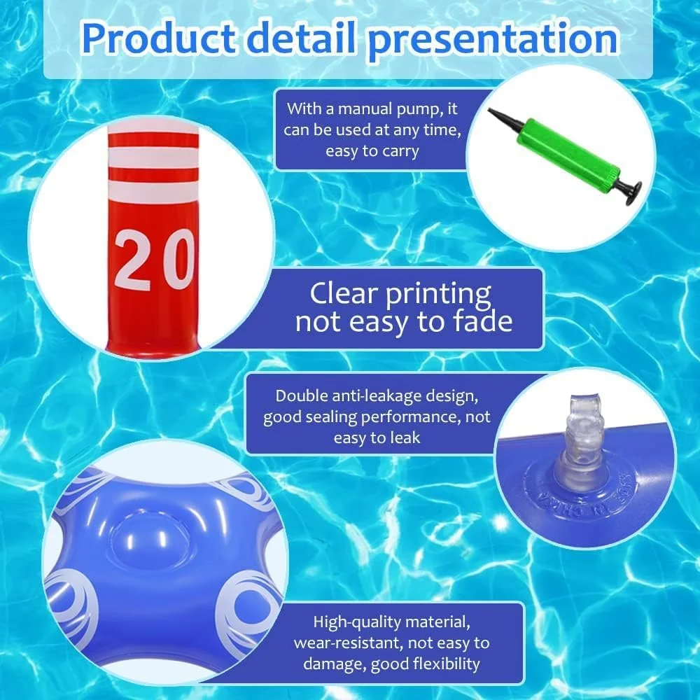 مجموعه اسباب بازی های استخر، حلقه بسکتبال بادی، بازی پرتاب حلقه ضربدری بادی و کاکتوس بادی برای کودکان، نوجوانان، بزرگسالان و خانواده (مدل 2)