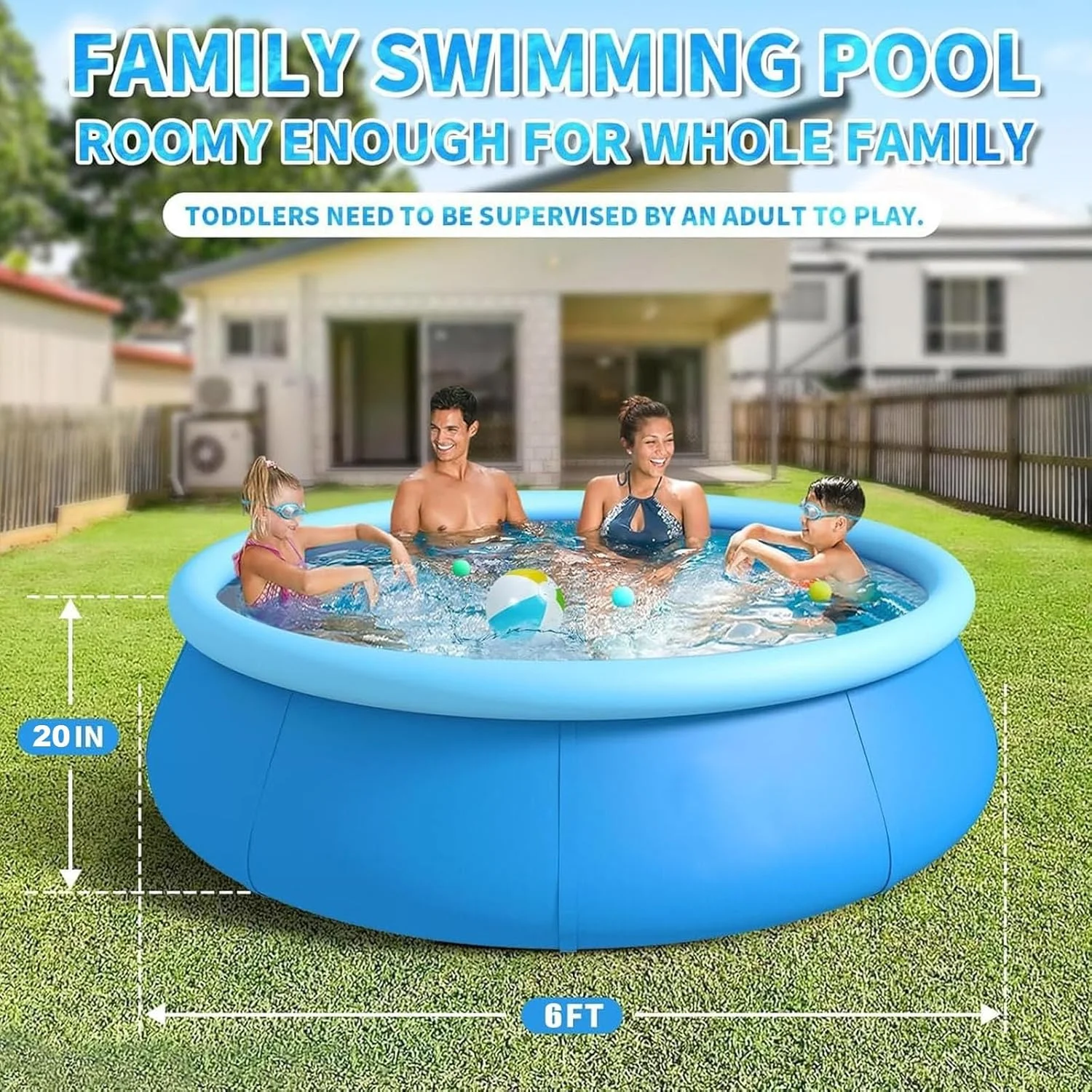 استخر بادی بئونتی، استخر بادی گرد 1.8 متری به همراه پمپ، استخر بادی بادوام و ضخیم برای کودکان و بزرگسالان، استخر شنای خانوادگی برای مهمانی آب تابستانی در چمن باغ (گرد 1.8 متری) استخر بادی بئونتی، استخر بادی گرد 1.8 متری به همراه پمپ، استخر بادی بادوام و ضخیم برای کودکان و بزرگسالان، استخر شنای خانوادگی برای مهمانی آب تابستانی در چمن باغ (گرد 1.8 متری)