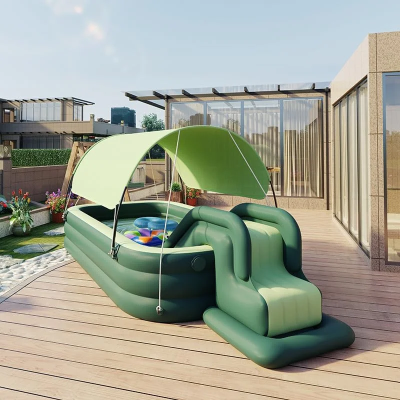 استخر بادی｜استخر بازی آبی کودک｜استخر شنای روباز با سرسره｜سایبان ضد آفتاب برای محافظت در برابر اشعه ماوراء بنفش｜مناسب برای نوزادان 6 ماهه و بالاتر