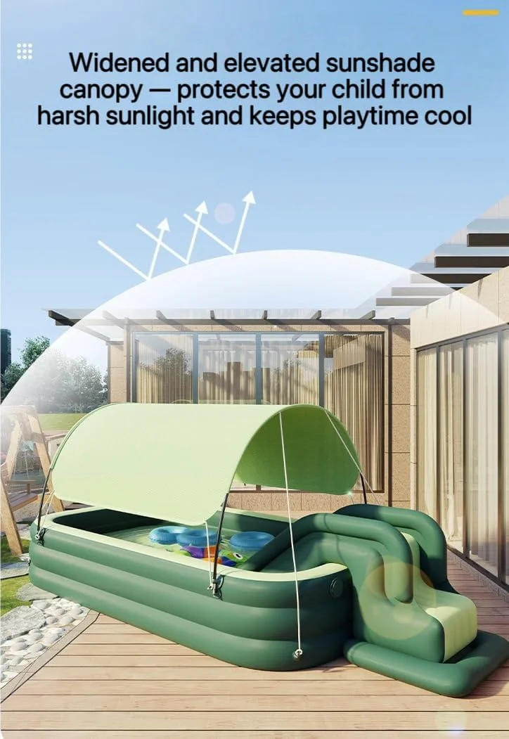 استخر بادی｜استخر بازی آبی کودک｜استخر شنای روباز با سرسره｜سایبان ضد آفتاب برای محافظت در برابر اشعه ماوراء بنفش｜مناسب برای نوزادان 6 ماهه و بالاتر