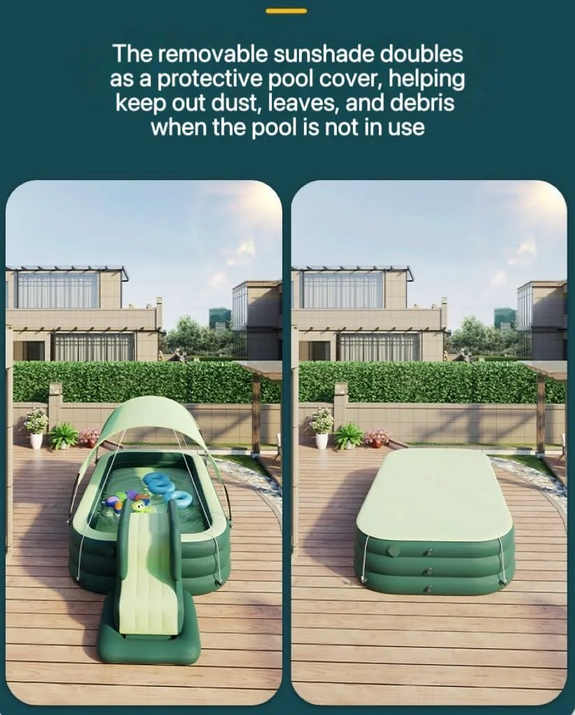 استخر بادی｜استخر بازی آبی کودک｜استخر شنای روباز با سرسره｜سایبان ضد آفتاب برای محافظت در برابر اشعه ماوراء بنفش｜مناسب برای نوزادان 6 ماهه و بالاتر