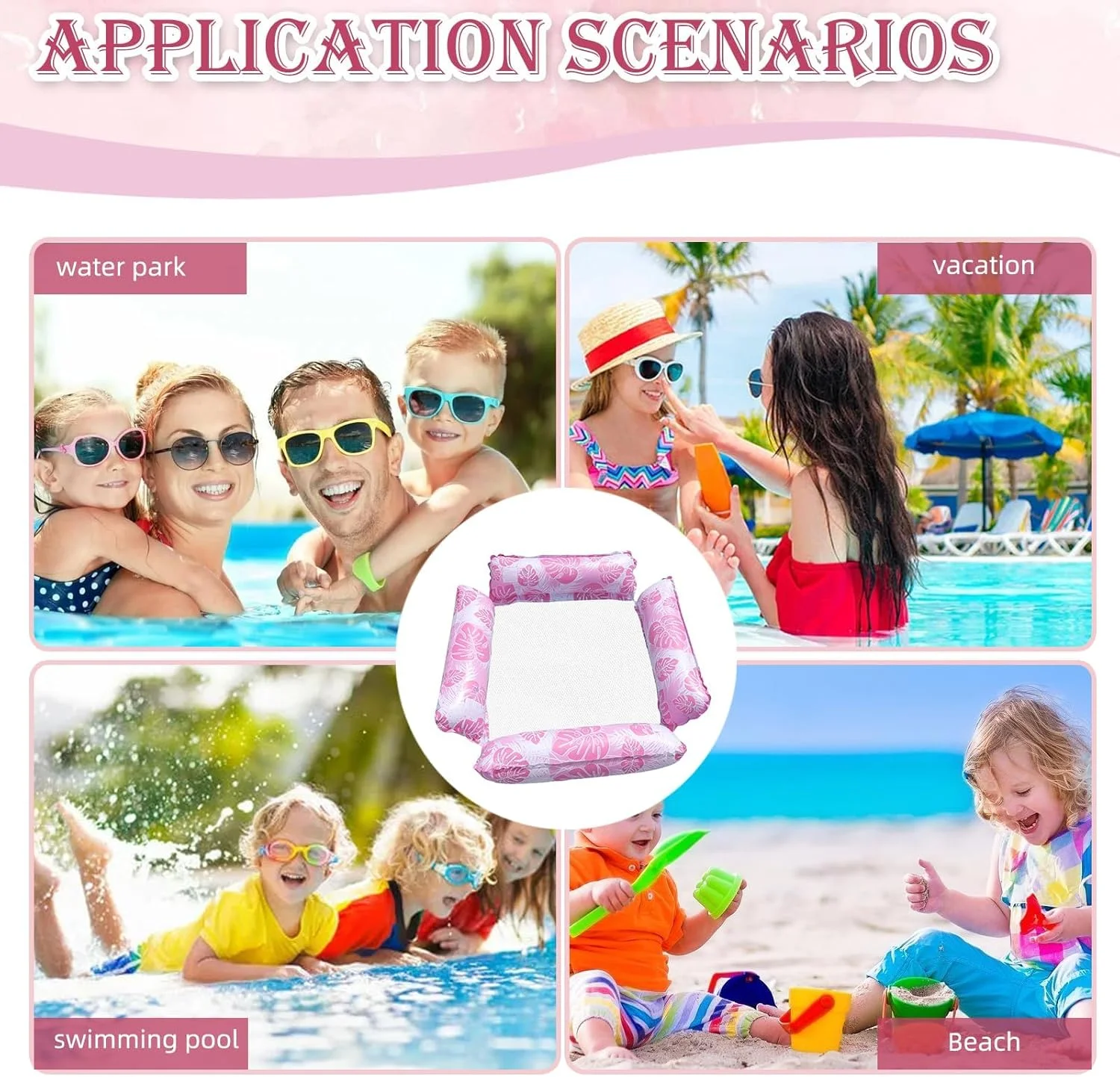 بسته 2 عددی تخت آفتاب بادی استخر، صندلی توری شناور چند منظوره 4 در 1 برای بزرگسالان، ایده آل برای مهمانی های استخر، رویدادهای تابستانی و استراحت در کنار آب