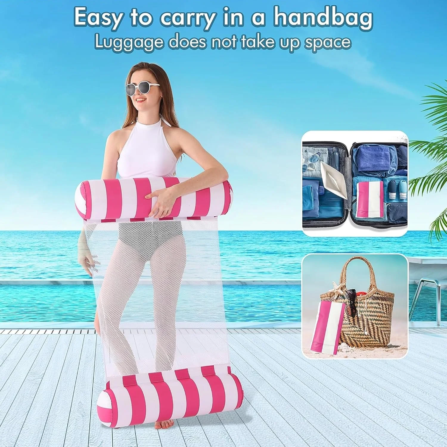 هکسار® تخت بادی استخر، شناور آبی، تخت آویز استخر، اسباب بازی مهمانی شنا، تشک بادی بزرگ شناور