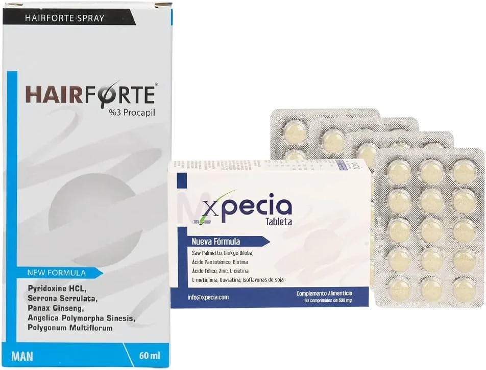 پک قرص و اسپری تقویت مو مردانه XPECIA Hair Forte، درمان طبیعی ضد ریزش مو با سائو پالمتو و پروکاپیل پک قرص و اسپری تقویت مو مردانه XPECIA Hair Forte، درمان طبیعی ضد ریزش مو با سائو پالمتو و پروکاپیل