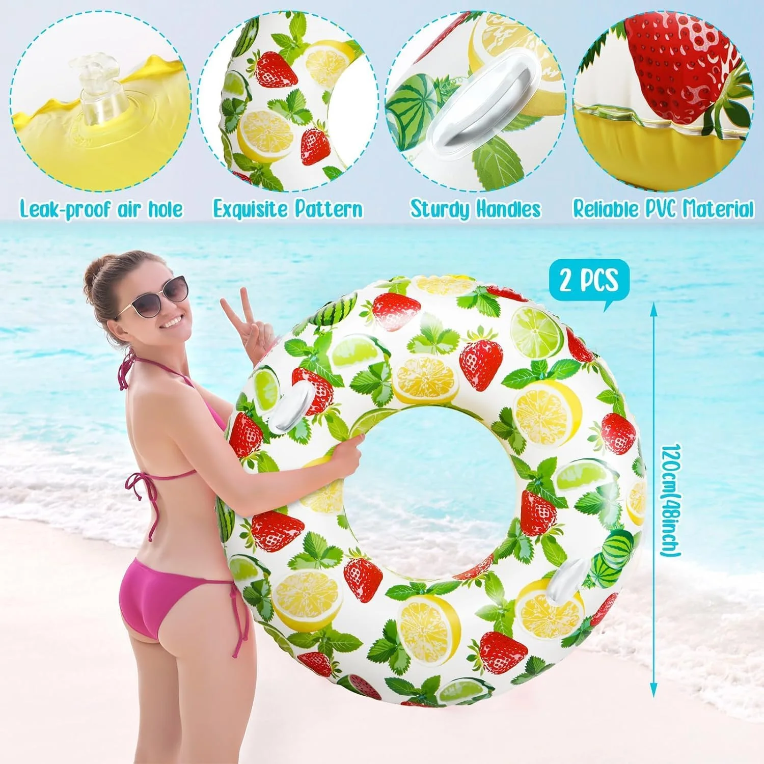 تیوپ بادی استخر بزرگ KASTWAVE بسته 2 عددی با دستگیره، تیوپ های بادی استخر 47 اینچی برای بزرگسالان و نوجوانان، شناورهای استخر سایز بزرگسال برای لوازم مهمانی ساحلی و استراحت در استخر تابستانی تیوپ بادی استخر بزرگ KASTWAVE بسته 2 عددی با دستگیره، تیوپ های بادی استخر 47 اینچی برای بزرگسالان و نوجوانان، شناورهای استخر سایز بزرگسال برای لوازم مهمانی ساحلی و استراحت در استخر تابستانی