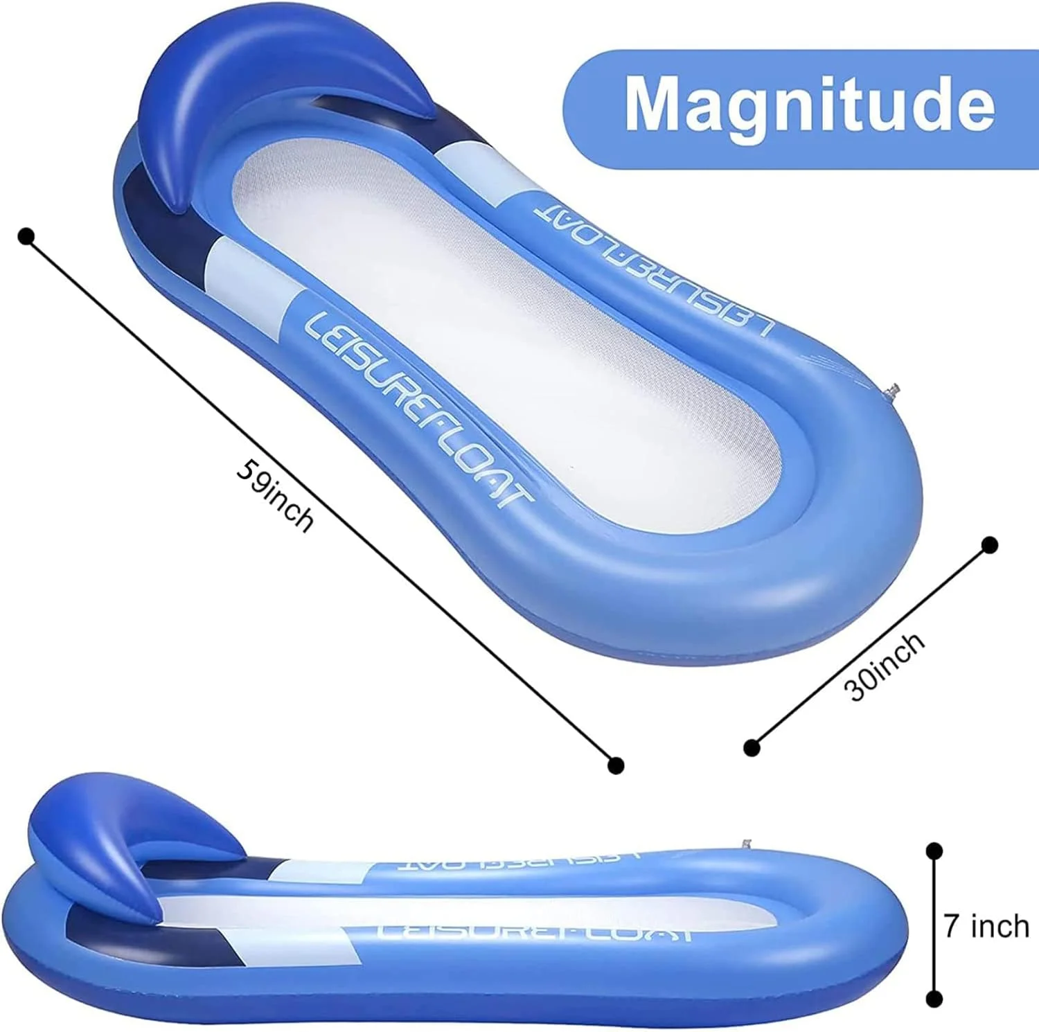تخت آفتاب گیر بادی روی آب KASTWAVE، تخت بادی چند منظوره و راحت استخر با تکیه گاه سر، صندلی شناور مبل بادی استخر مناسب استخر، دریاچه، فضای باز، ساحل، آبی تیره