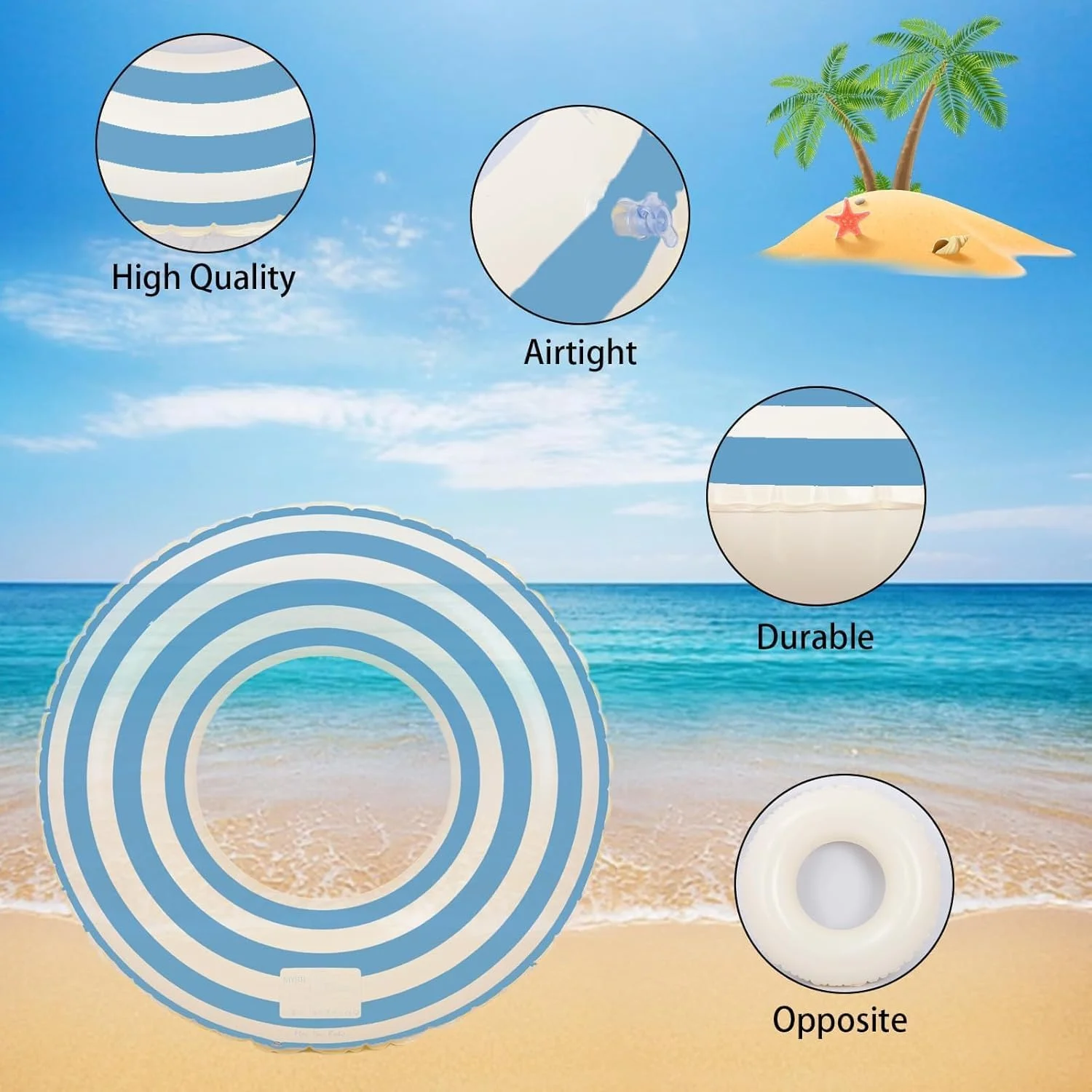 تیوپ استخر KASTWAVE، بسته 3 عددی، طرح راه راه نارنجی، سبز و آبی، حلقه شنا بادی مناسب استخر و ساحل برای مهمانی های تابستانی، 76x35 سانتی متر - بدون دستگیره