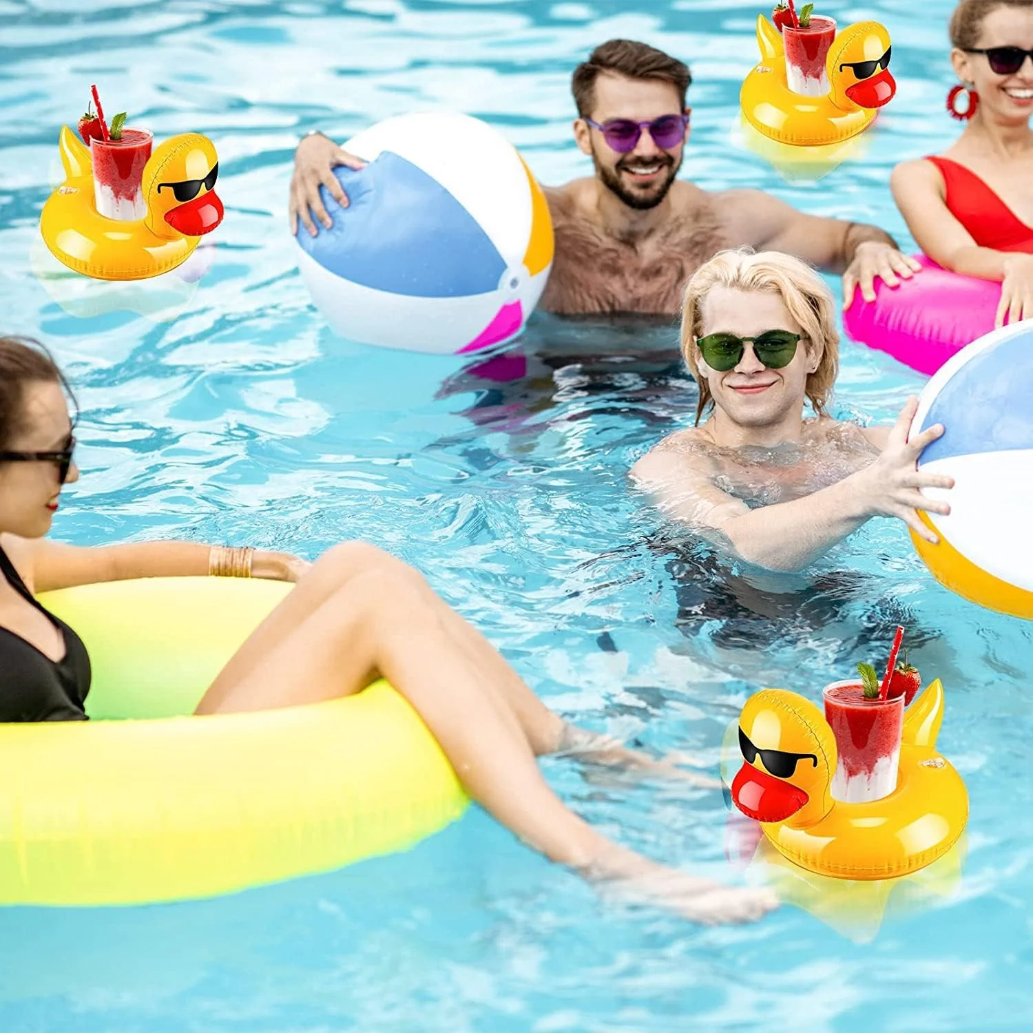 نگهدارنده نوشیدنی بادی TERRIFI، ست نگهدارنده نوشیدنی زیبا و قابل استفاده مجدد، شناور نوشیدنی، زیر لیوانی بادی استخر برای مهمانی استخر، برای لوازم مهمانی اسباب بازی سرگرم کننده ساحل استخر تابستانی 12 عددی