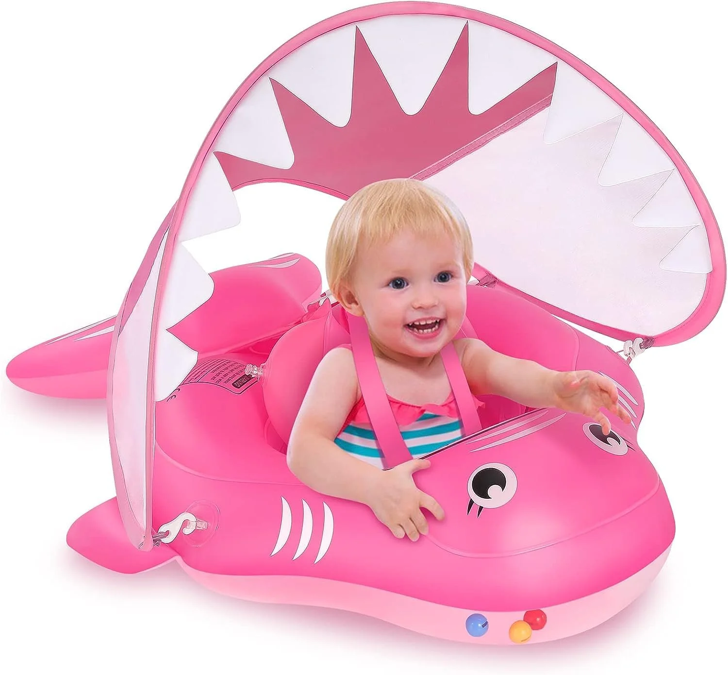 شناور بادی استخر کودک، شناور شنای نوزاد با سایبان محافظ آفتاب، حلقه شناور بادی کوسه ای برای کودکان نوپا، اسباب بازی های حمام استخر برای شنای ایمن تر برای نوزادان 3-36 ماهه شناور بادی استخر کودک، شناور شنای نوزاد با سایبان محافظ آفتاب، حلقه شناور بادی کوسه ای برای کودکان نوپا، اسباب بازی های حمام استخر برای شنای ایمن تر برای نوزادان 3-36 ماهه