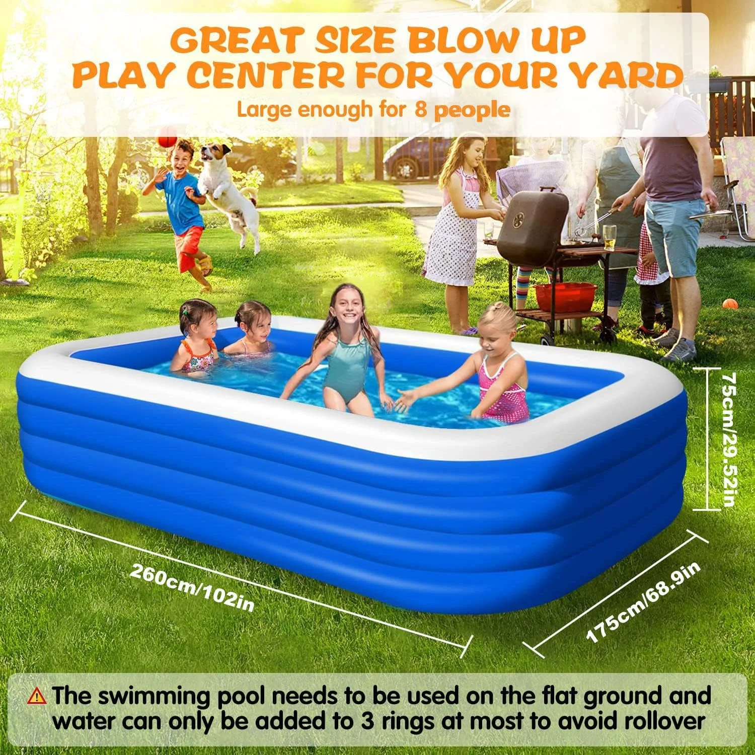 استخر بادی ضخیم 4 لایه SKADE برای کودکان و بزرگسالان، استخر بزرگ 260 سانتی متری روی زمین، استخر بادی بزرگ خانوادگی، استخر بادی کودکان با پمپ هوا برای حیاط خلوت، مهمانی آبی (بزرگ) استخر بادی ضخیم 4 لایه SKADE برای کودکان و بزرگسالان، استخر بزرگ 260 سانتی متری روی زمین، استخر بادی بزرگ خانوادگی، استخر بادی کودکان با پمپ هوا برای حیاط خلوت، مهمانی آبی (بزرگ)