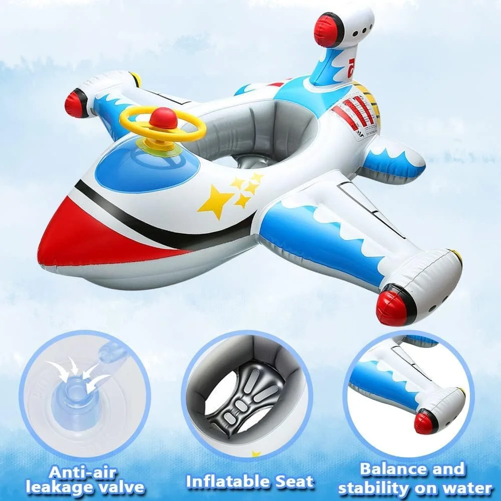 شناور استخر کودک OYDAS، شناور بادی استخر با سایبان محافظ، حلقه بادی طرح قایق تفریحی، صندلی شناور بادی آموزش شنا برای پسران و دختران، مناسب مهمانی های تابستانی در فضای باز