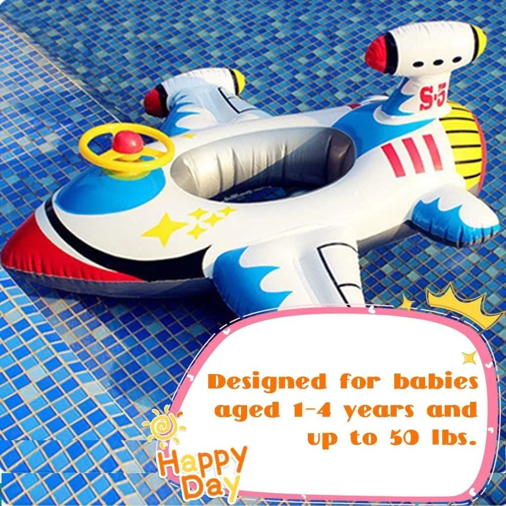 شناور استخر کودک OYDAS، شناور بادی استخر با سایبان محافظ، حلقه بادی طرح قایق تفریحی، صندلی شناور بادی آموزش شنا برای پسران و دختران، مناسب مهمانی های تابستانی در فضای باز