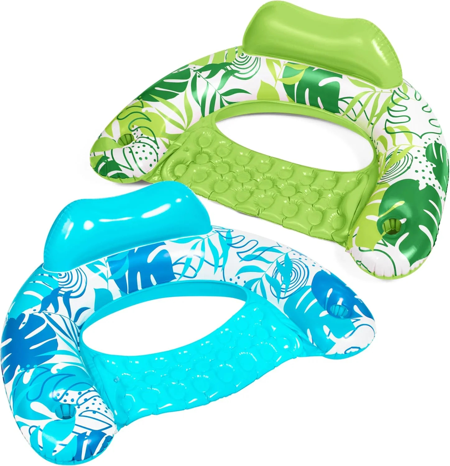 تخت بادی استخر بزرگسال اسلوش، بسته 2 عددی صندلی استخر با جا لیوانی، صندلی بادی شناور استخر، شناورهای استخر برای بزرگسالان مهمانی استخر سرگرمی های آبی تابستانی