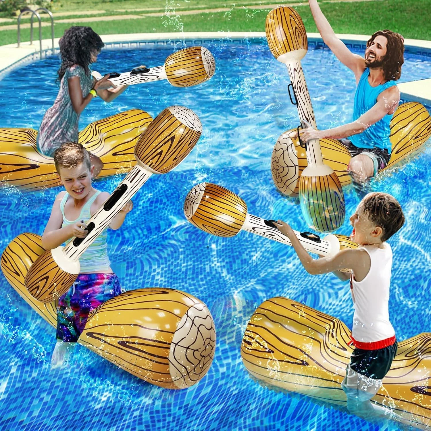 اسباب بازی های بادی جامبو سوپر اوتز 8 عددی، بازی های استخری شناور ردیفی برای 4 بازیکن، مناسب بزرگسالان، کودکان و نوجوانان، اندازه فوق العاده بزرگ، شناورهای استخری سواری نبرد، لوازم ورزش های آبی مهمانی استخر شنا تابستانی خانوادگی
