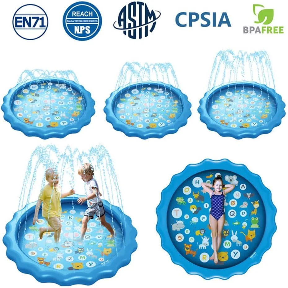 آبپاش کودک، پد اسپلش و استخر کم عمق برای آموزش اسباب بازی های آبی بادی 68 اینچی - "از A تا Z" استخر شنای روباز