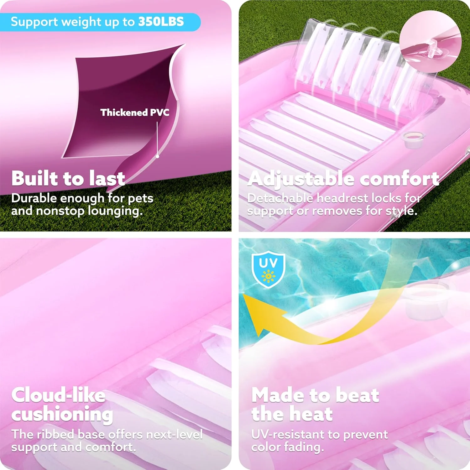 استخر آفتاب بادی اسلوش، 2.1 در 1.4 متر، استخر حمام آفتاب، تشک بادی استخر، حمام آفتاب با کوسن جداشدنی، تشک بادی آبی برای بزرگسالان، تفریح تابستانی، مهمانی آبی صورتی سفید استخر آفتاب بادی اسلوش، 2.1 در 1.4 متر، استخر حمام آفتاب، تشک بادی استخر، حمام آفتاب با کوسن جداشدنی، تشک بادی آبی برای بزرگسالان، تفریح تابستانی، مهمانی آبی صورتی سفید