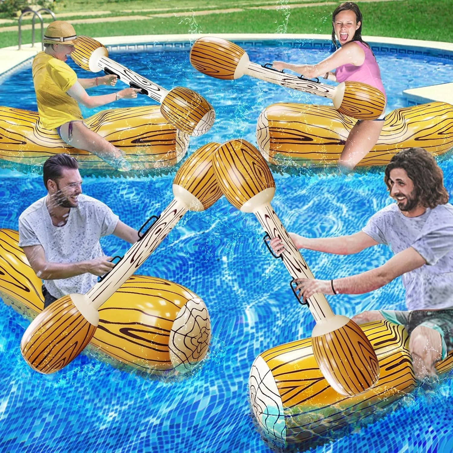 اسباب بازی های بادی جامبو سوپر اوتز 8 عددی، بازی های استخری شناور ردیفی برای 4 بازیکن، مناسب بزرگسالان، کودکان و نوجوانان، اندازه فوق العاده بزرگ، شناورهای استخری سواری نبرد، لوازم ورزش های آبی مهمانی استخر شنا تابستانی خانوادگی