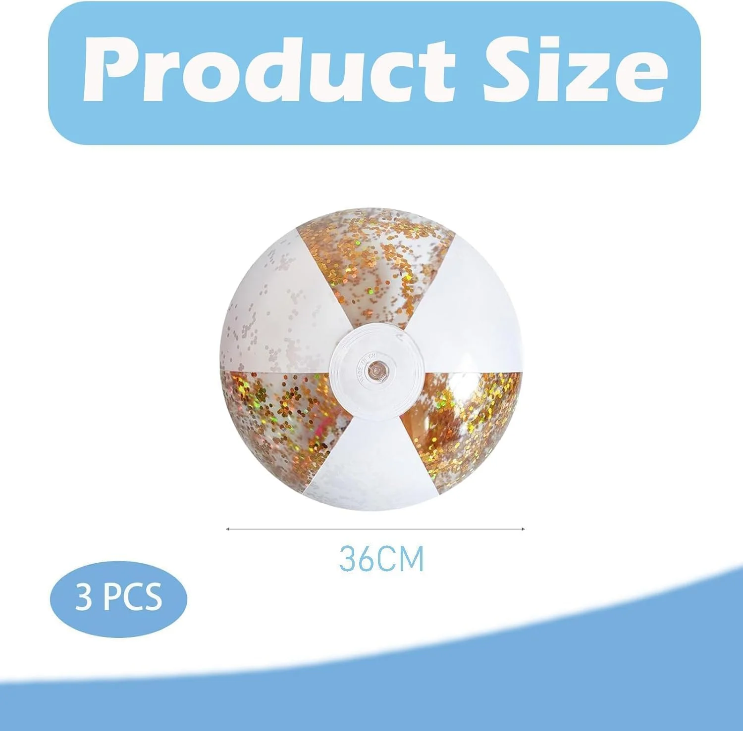 توپ های بادی ساحلی X spring، مجموعه 3 عددی اسباب بازی های آبی رنگارنگ با طراحی پولک اکلیلی، به همراه تلمبه برای بازی های استخری، مهمانی های ساحلی و فعالیت های تابستانی در فضای باز (35 سانتی متر)