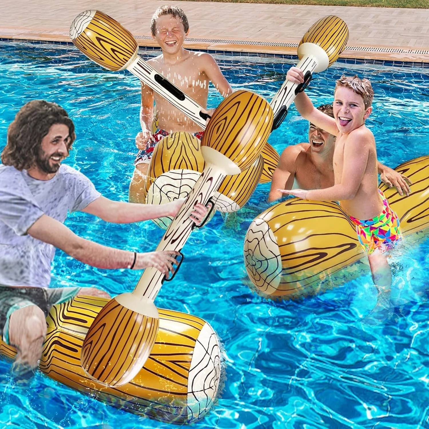 اسباب بازی های بادی جامبو سوپر اوتز 8 عددی، بازی های استخری شناور ردیفی برای 4 بازیکن، مناسب بزرگسالان، کودکان و نوجوانان، اندازه فوق العاده بزرگ، شناورهای استخری سواری نبرد، لوازم ورزش های آبی مهمانی استخر شنا تابستانی خانوادگی