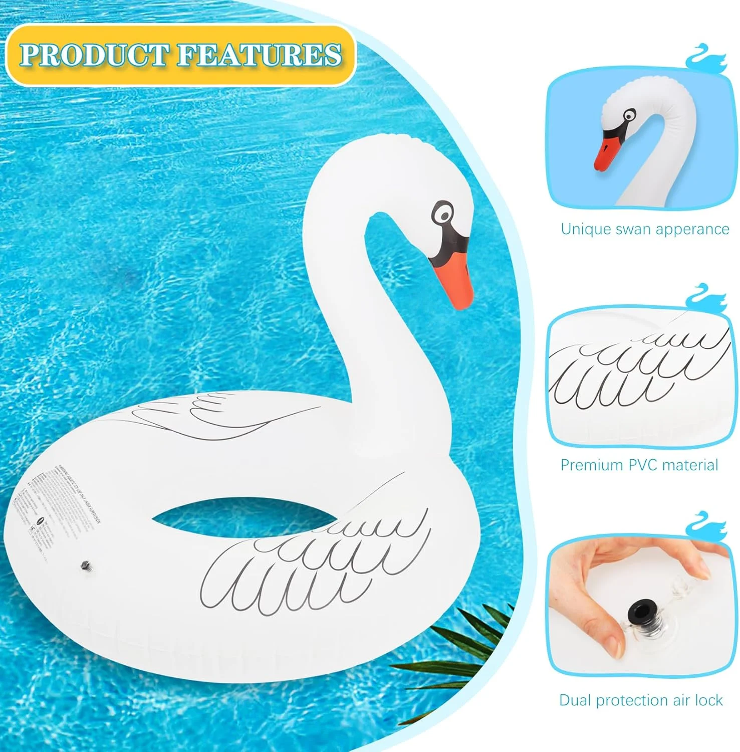 تیوپ بادی شنا سینبیور، حلقه شنا صورتی، تیوپ بزرگ ۴۲ اینچی، تیوپ بادی شنا مناسب بزرگسالان، تشک بادی تفریحی مناسب دریاچه