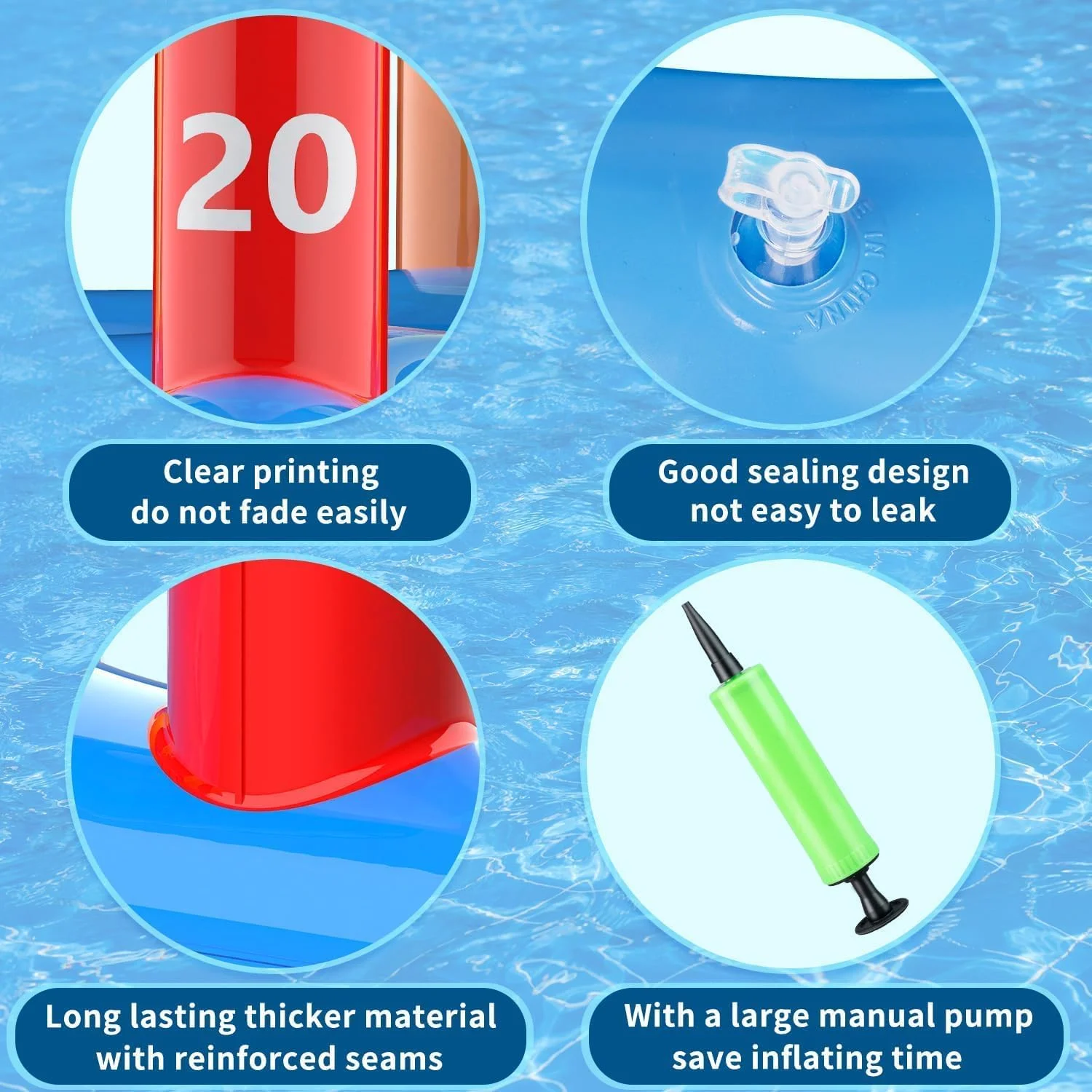 اسباب بازی های استخر SLEEPHEAD® برای کودکان و بزرگسالان، حلقه بسکتبال بادی 2 در 1 و بازی حلقه پرتاب، بازی های استخر شنا برای بزرگسالان و خانواده، اسباب بازی آبی کنار استخر برای مهمانی در فضای باز برای پسران دختران کودکان 4-8-12 ساله