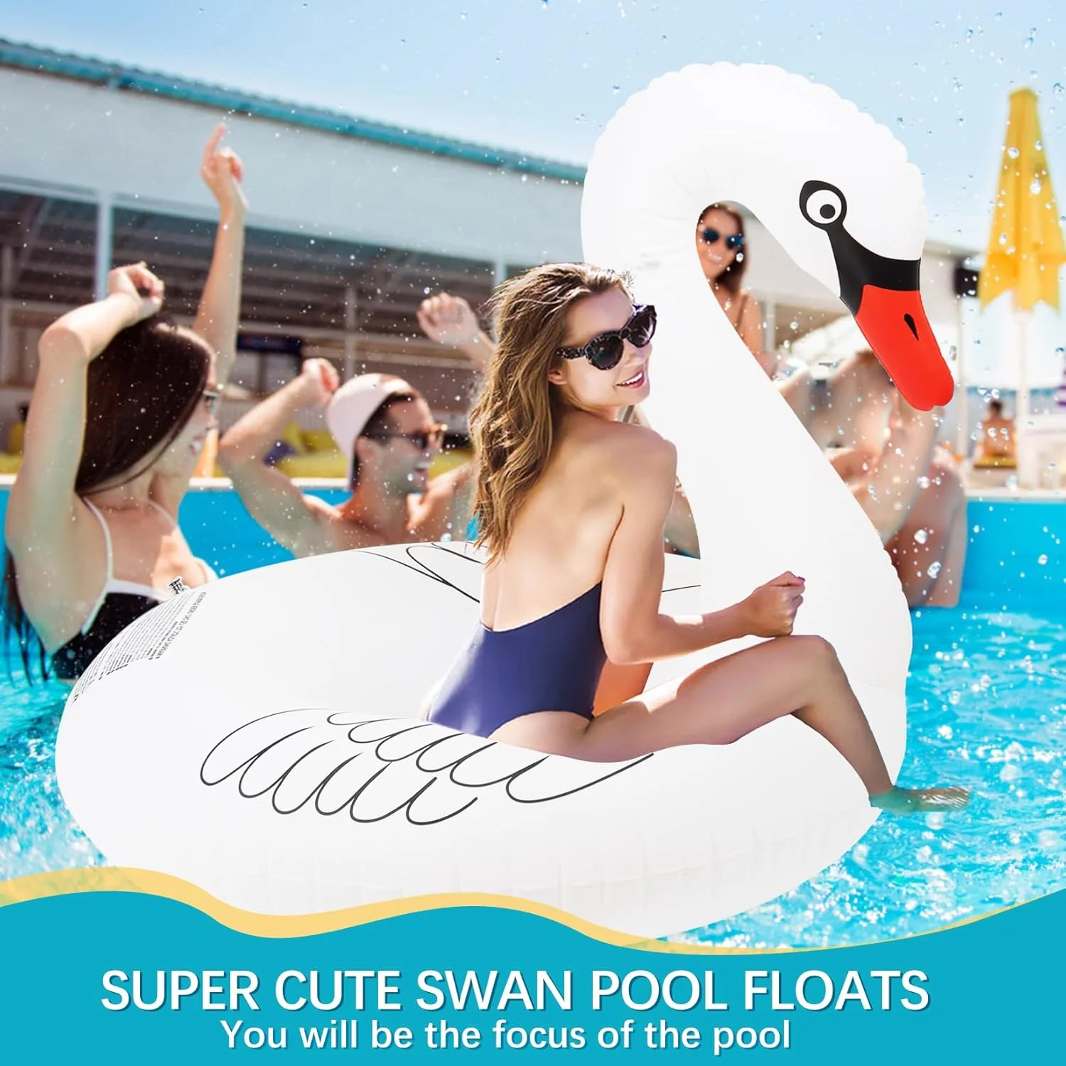 تیوپ بادی شنا سینبیور، حلقه شنا صورتی، تیوپ بزرگ ۴۲ اینچی، تیوپ بادی شنا مناسب بزرگسالان، تشک بادی تفریحی مناسب دریاچه