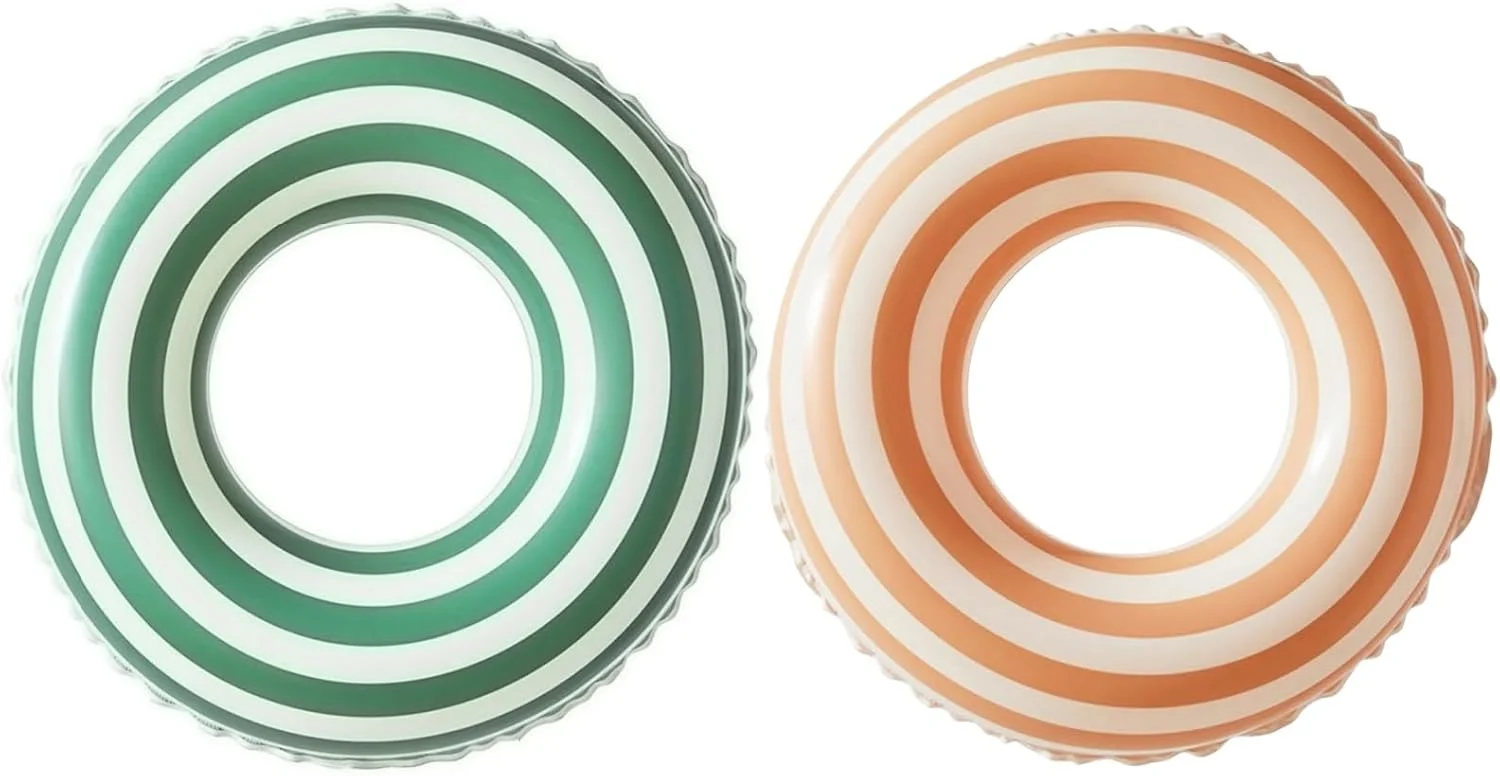 بسته 2 عددی حلقه شنا بادی برای کودکان 5 تا 10 سال، اسباب بازی های استخر حلقه های شنا ساده و زیبا، تیوپ های بادی استخر، اسباب بازی های آبی شناور برای مهمانی استخر ساحلی