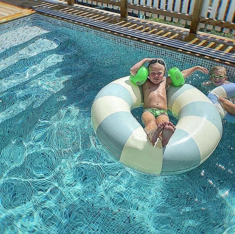 حلقه شنا بزرگ NC با دستگیره برای کودکان و بزرگسالان، تیوب های داخلی راه راه کلاسیک 35 اینچی، شناور بادی، شناورهای استخری سایز بزرگسالان برای مهمانی تابستانی ساحل، آبی