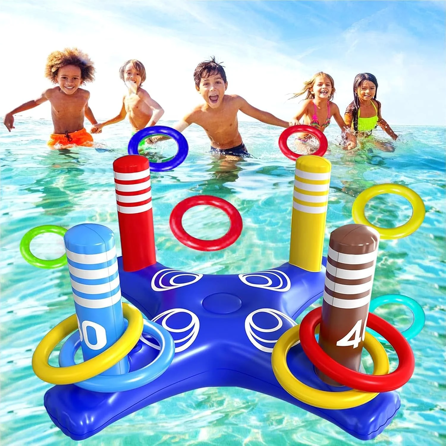 اسباب بازی های استخر Pomefar، حلقه های بسکتبال شناور استخر و بازی حلقه پرتاب استخر، اسباب بازی های استخر بازی های آبی سرگرم کننده تابستانی برای کودکان 8-12 سال، نوجوانان، بزرگسالان و خانواده