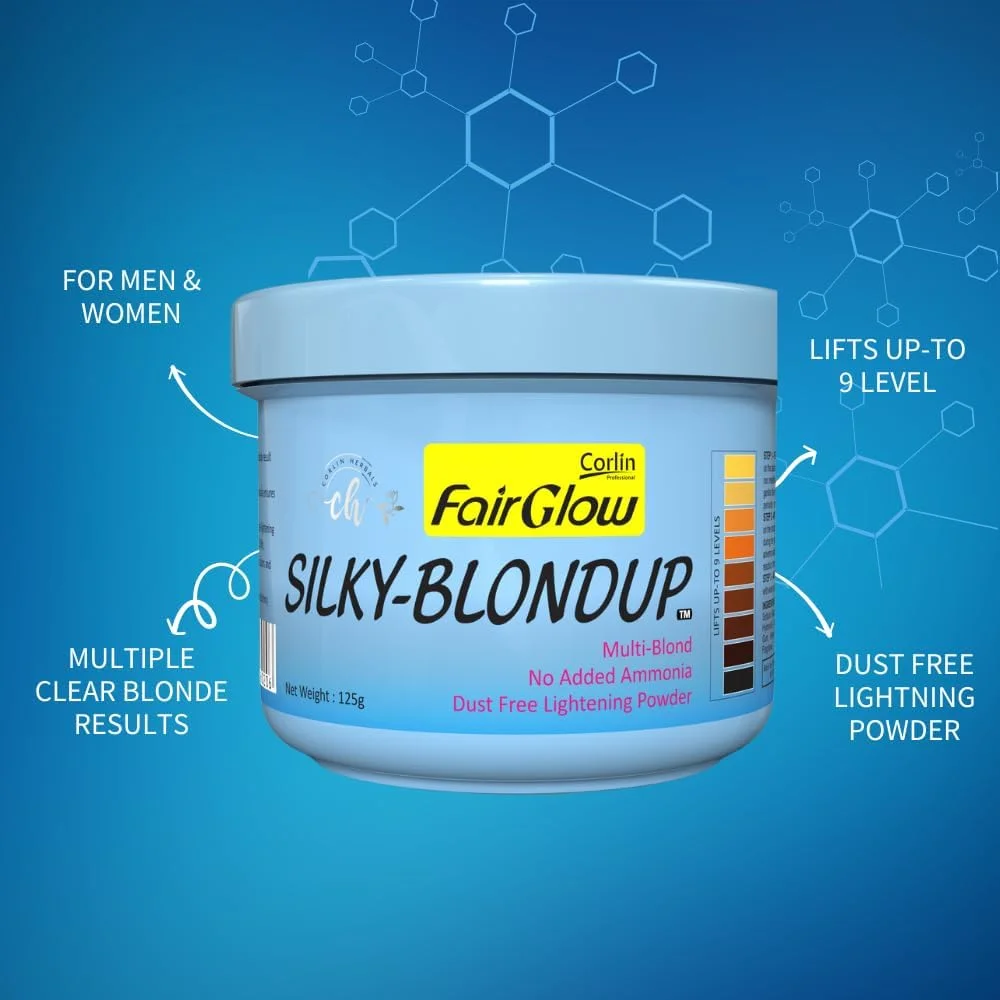 پودر بلوندور کورلین فیر گلو سیلکی بلوندآپ 125 گرمی | روشن کننده تا 9 درجه | مناسب آقایان و بانوان پودر بلوندور کورلین فیر گلو سیلکی بلوندآپ 125 گرمی | روشن کننده تا 9 درجه | مناسب آقایان و بانوان