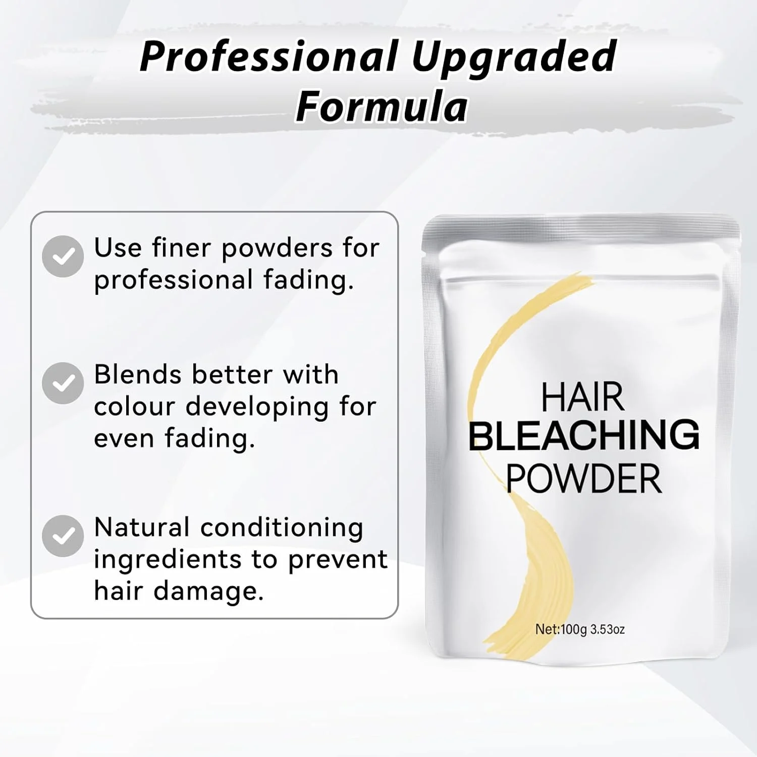 پودر دکلره مو، پودر دکلره روشن کننده حرفه ای برای مو، پودر دکلره قوی و ملایم برای مو، روشن کننده تا 8 درجه، ایده آل برای هایلایت های بلوند و روشن کردن مو (100 گرم) پودر دکلره مو، پودر دکلره روشن کننده حرفه ای برای مو، پودر دکلره قوی و ملایم برای مو، روشن کننده تا 8 درجه، ایده آل برای هایلایت های بلوند و روشن کردن مو (100 گرم)