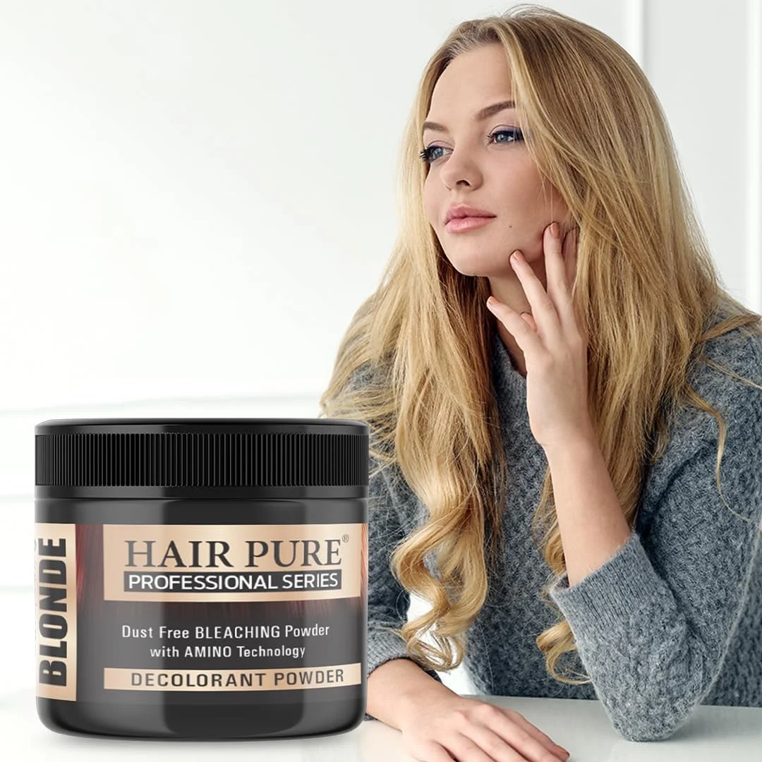 پودر دکلره مو Hair Pure با قابلیت روشن کنندگی تا پایه 9، بدون گرد و غبار (100 گرم) پودر دکلره مو Hair Pure با قابلیت روشن کنندگی تا پایه 9، بدون گرد و غبار (100 گرم)