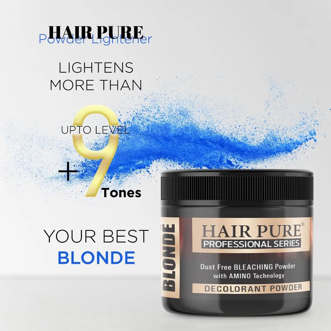 پودر دکلره مو Hair Pure با قابلیت روشن کنندگی تا پایه 9، بدون گرد و غبار (100 گرم) پودر دکلره مو Hair Pure با قابلیت روشن کنندگی تا پایه 9، بدون گرد و غبار (100 گرم)